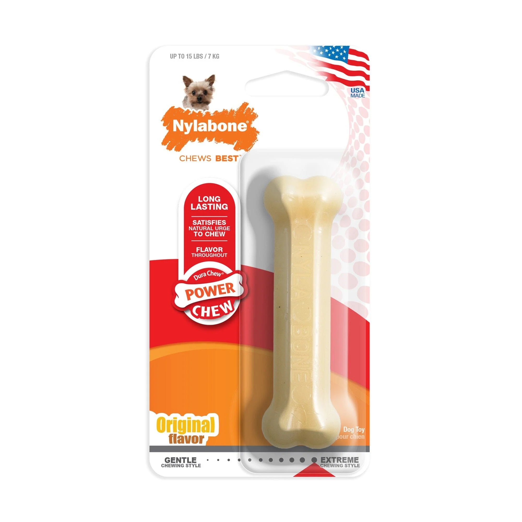 Nylabone Bone Shaped Durable Power-Chew Original Flavor Nylon Chew Dog Toy - Image 2