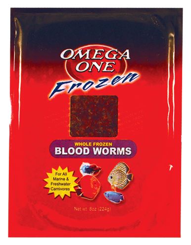 Omega One Freeze-Dried Flat Blood Worms for Freshwater and Saltwater Fish - 8 Oz