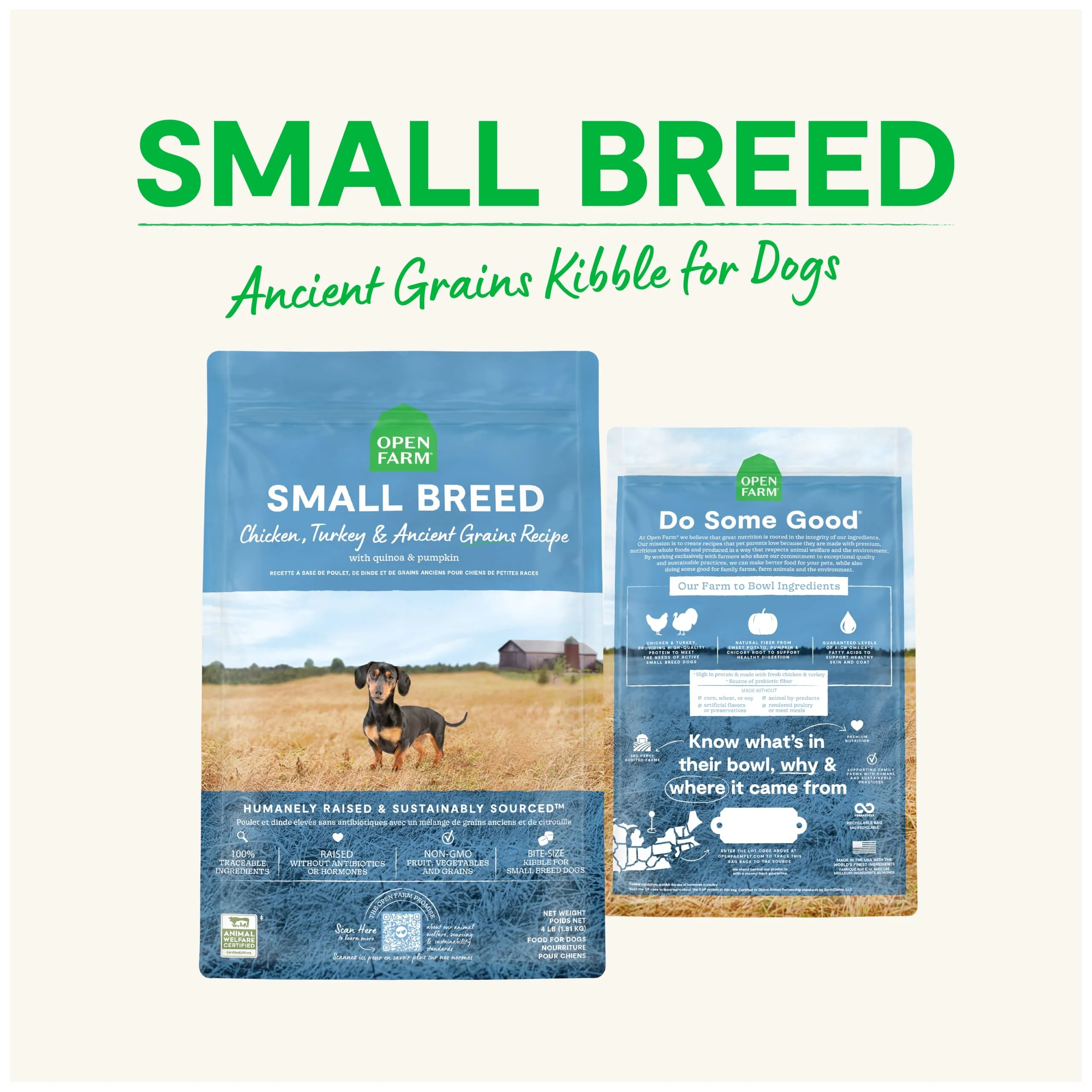 Open Farm Chicken and Turkey Ancient Grains Small-Breed Recipe Dry Dog Food - 11 Lbs - Image 3