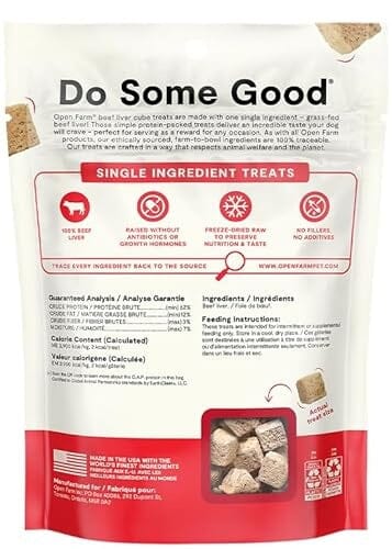Open Farm Cubes Single-Ingredient Grass-Fed Beef Liver Freeze-Dried Raw Dog Treats - 3 Oz - Image 2