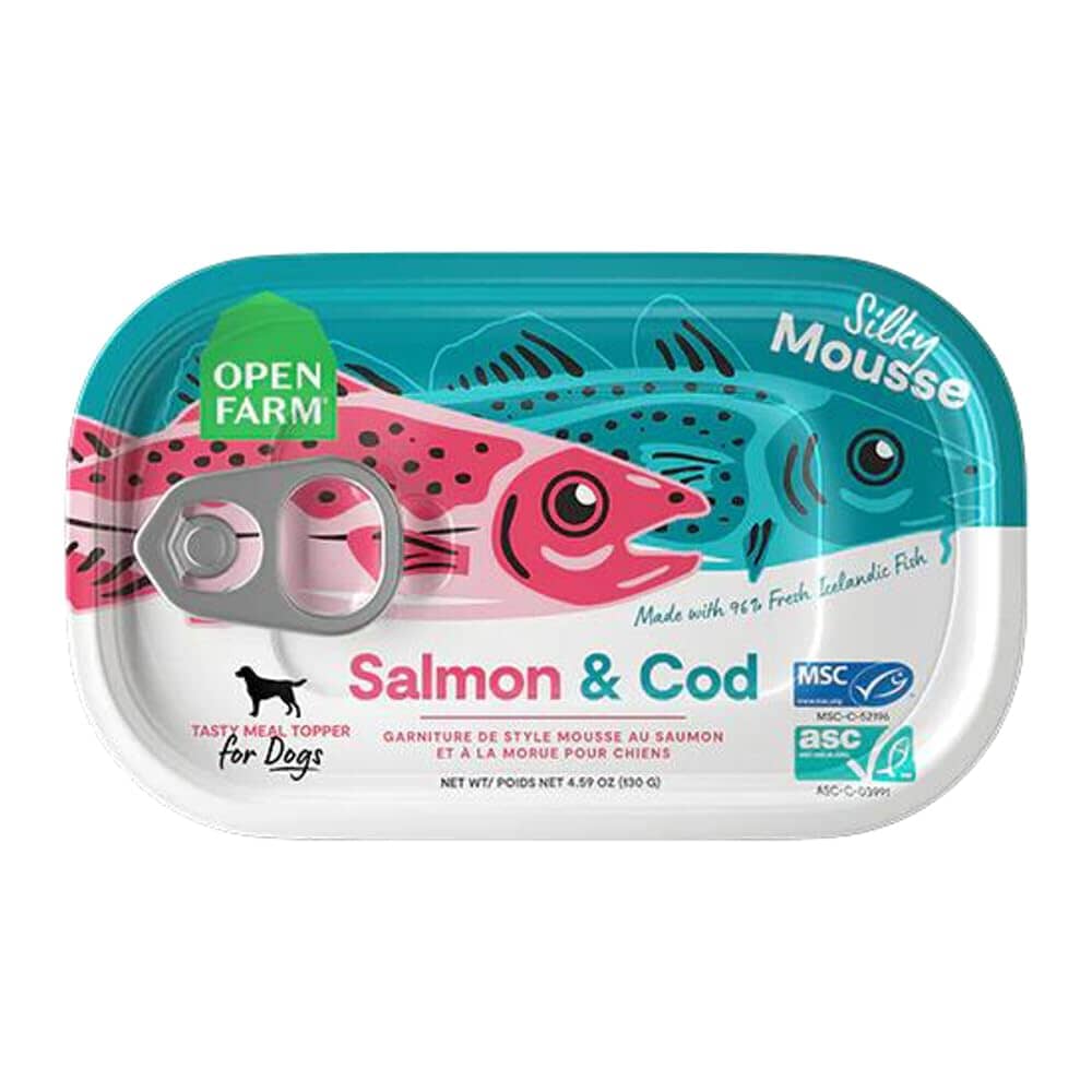 Open Farm Grain-Free Silky Mousse Icelandic Salmon and Cod Canned Dog Food Topper - 4.59 Oz - Case of 12