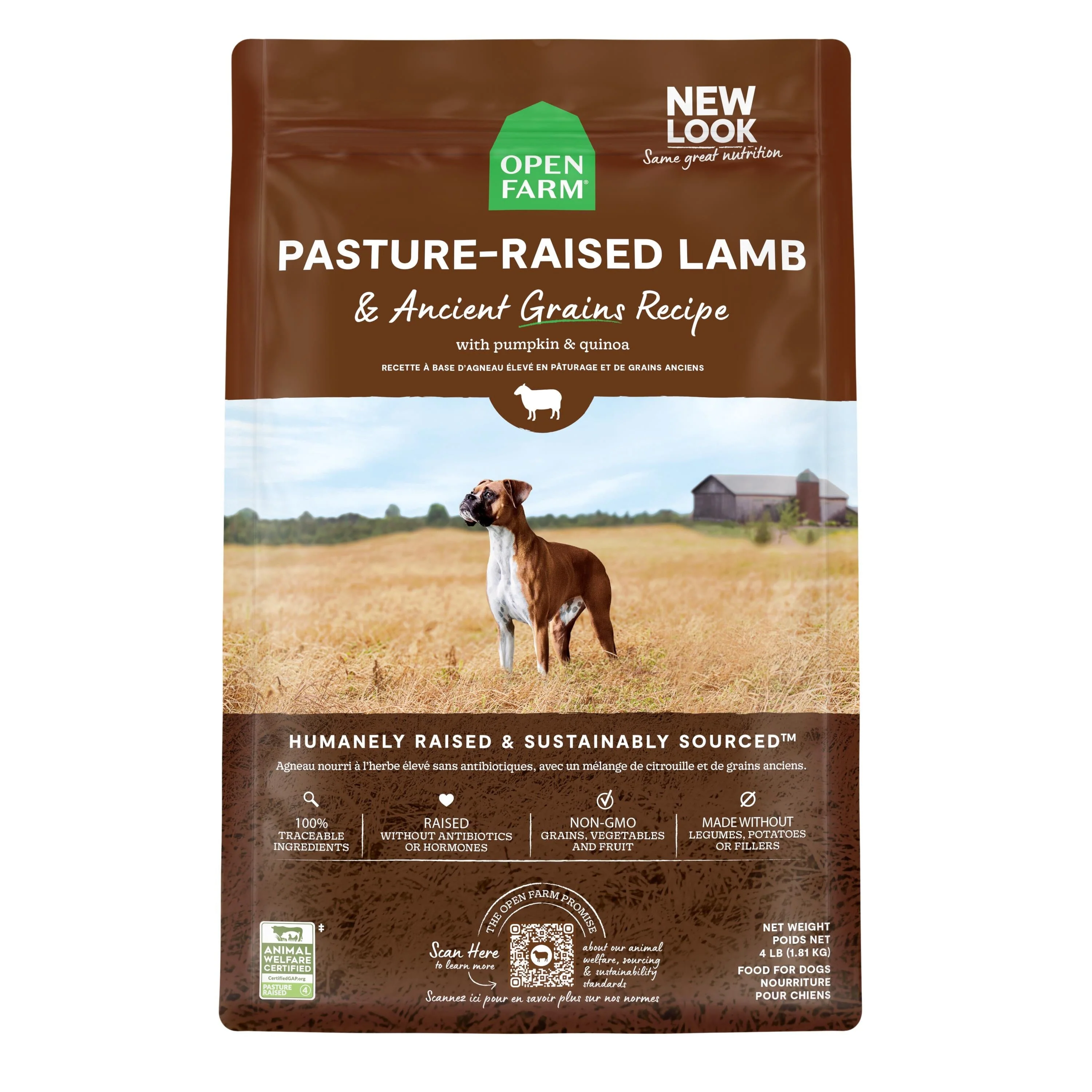 Open Farm Pasture-Raised Lamb and Ancient Grains Recipe Dry Dog Food - 22 Lbs