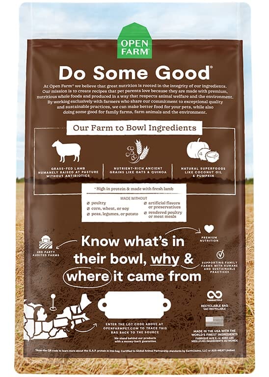 Open Farm Pasture-Raised Lamb and Ancient Grains Recipe Dry Dog Food - 22 Lbs - Image 3