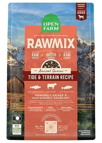 Open Farm RawMix Tide and Terrain with Ancient Grains Beef Pollock Salmon Freeze-Dried Raw and Broth Coated Dry Dog Food - 3.5 Lbs