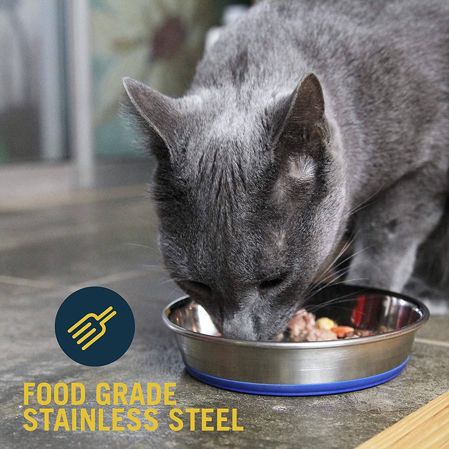 OurPets Durapet Anti-Skid Rubber Bonded Stainless Steel Cat Bowl - Small - 6 Oz - Image 4