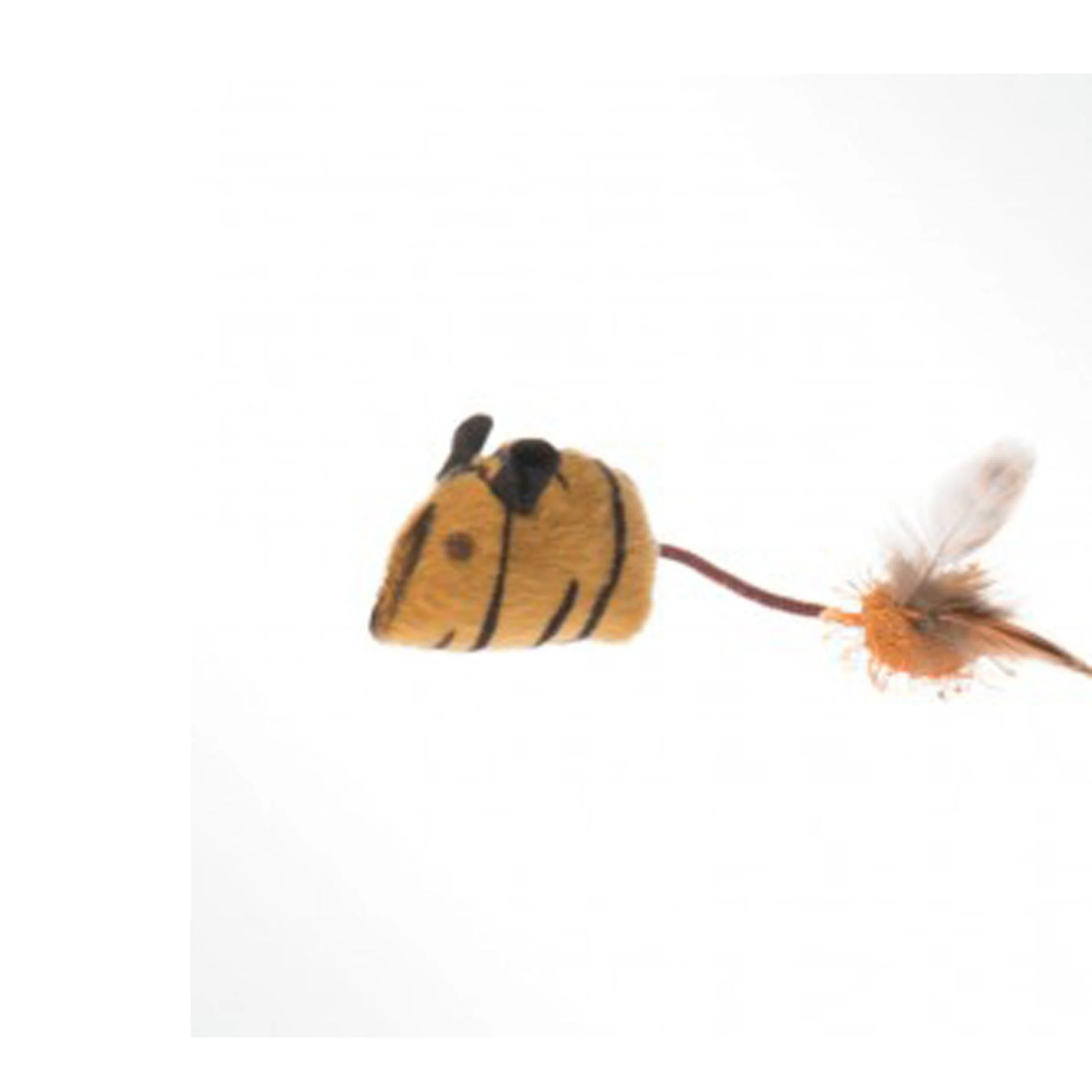 OurPets Play N' Squeak Tiger Teaser Plush and Feather Cat Wand - Image 2