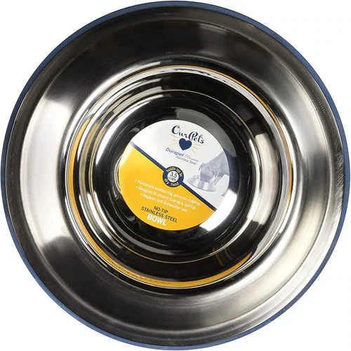 OurPets Premium Stainless Steel Non-Tip Dog Bowl - Large