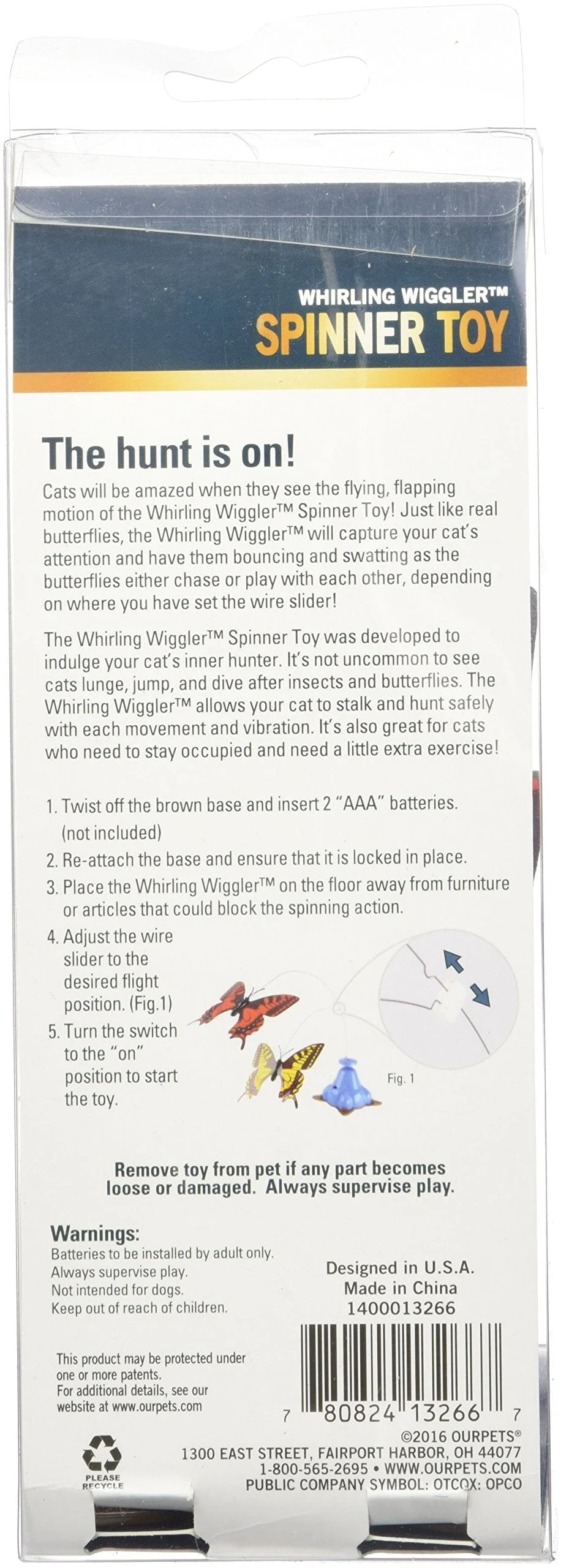 OurPets Whirling Wiggler Multi-Colored Butterfly Interactive Teasing Cat Toy - Image 2