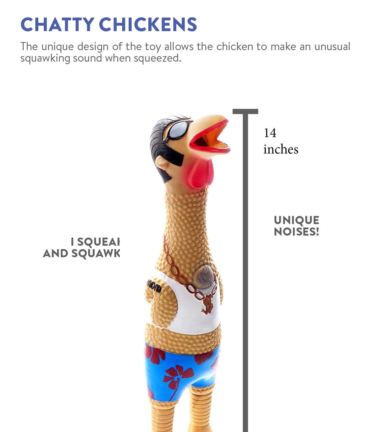 Outward Hound Charming Pet Squawkers Earl Chicken Latex Rubber Squeaking Dog Toy - Large - Image 2