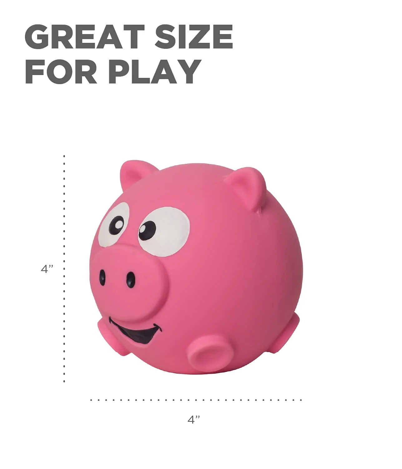 Outward Hound Sillyz Pig Latex Rubber Squeaky Ball Dog Toy- Pink - Image 2