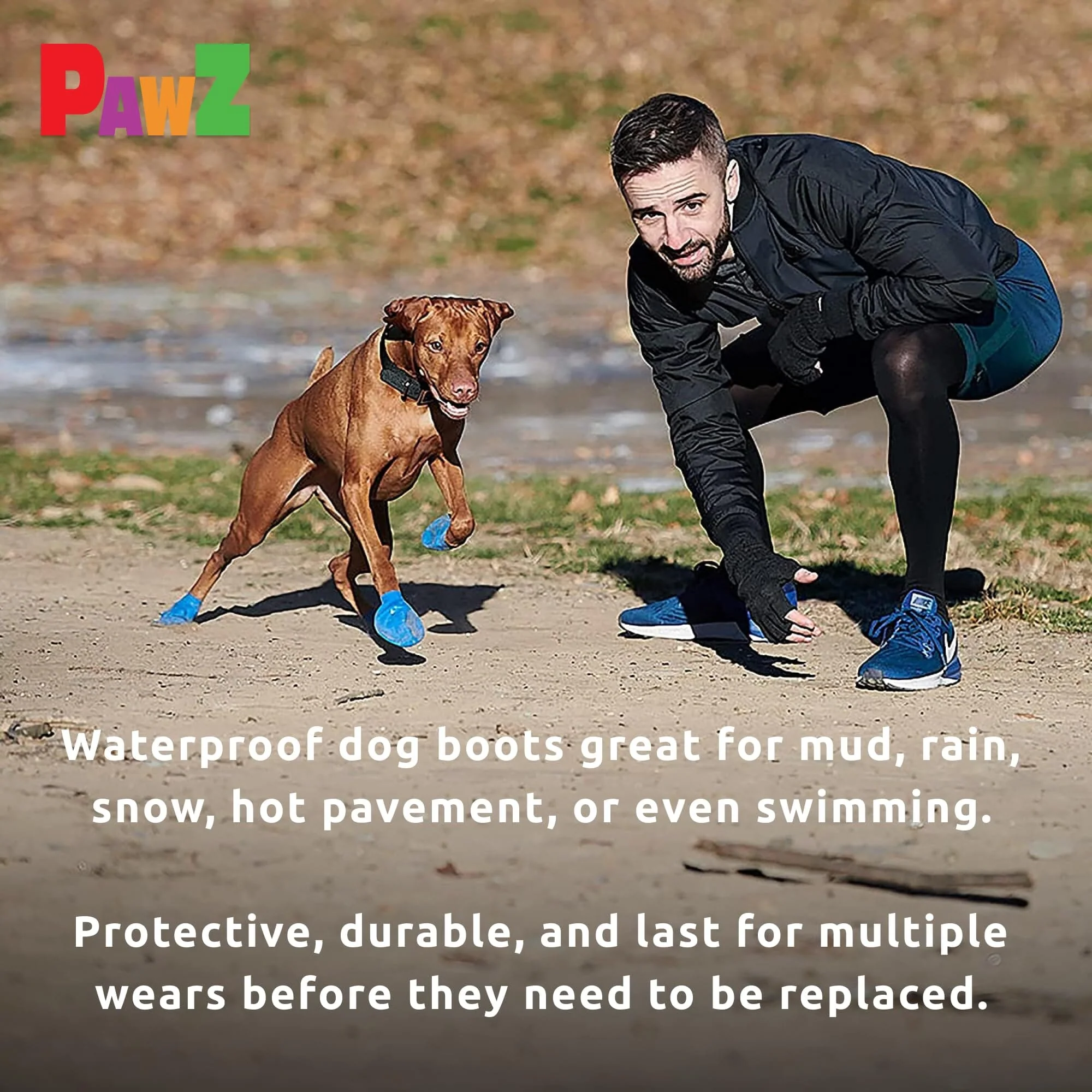 Pawz Waterproof Disposable and Reusable Rubberized Dog Boots - Black - Extra Small - 12 Pack - Image 4