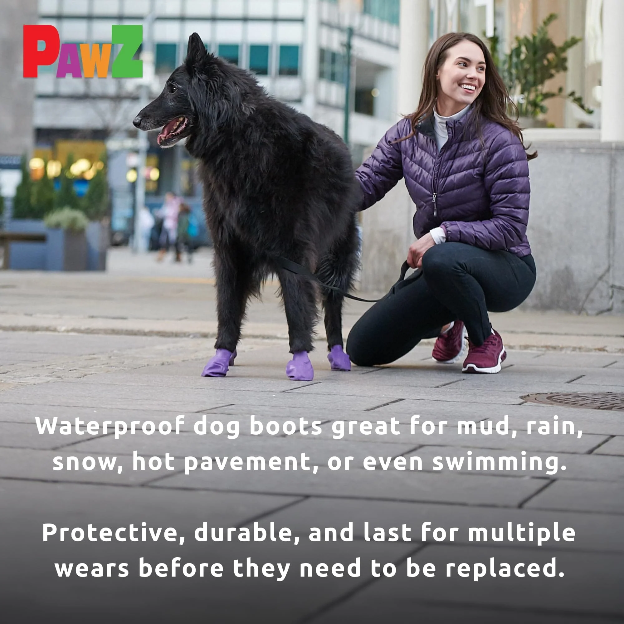 Pawz Waterproof Disposable and Reusable Rubberized Dog Boots - Dark Green - X-Large - 12 Pack - Image 4