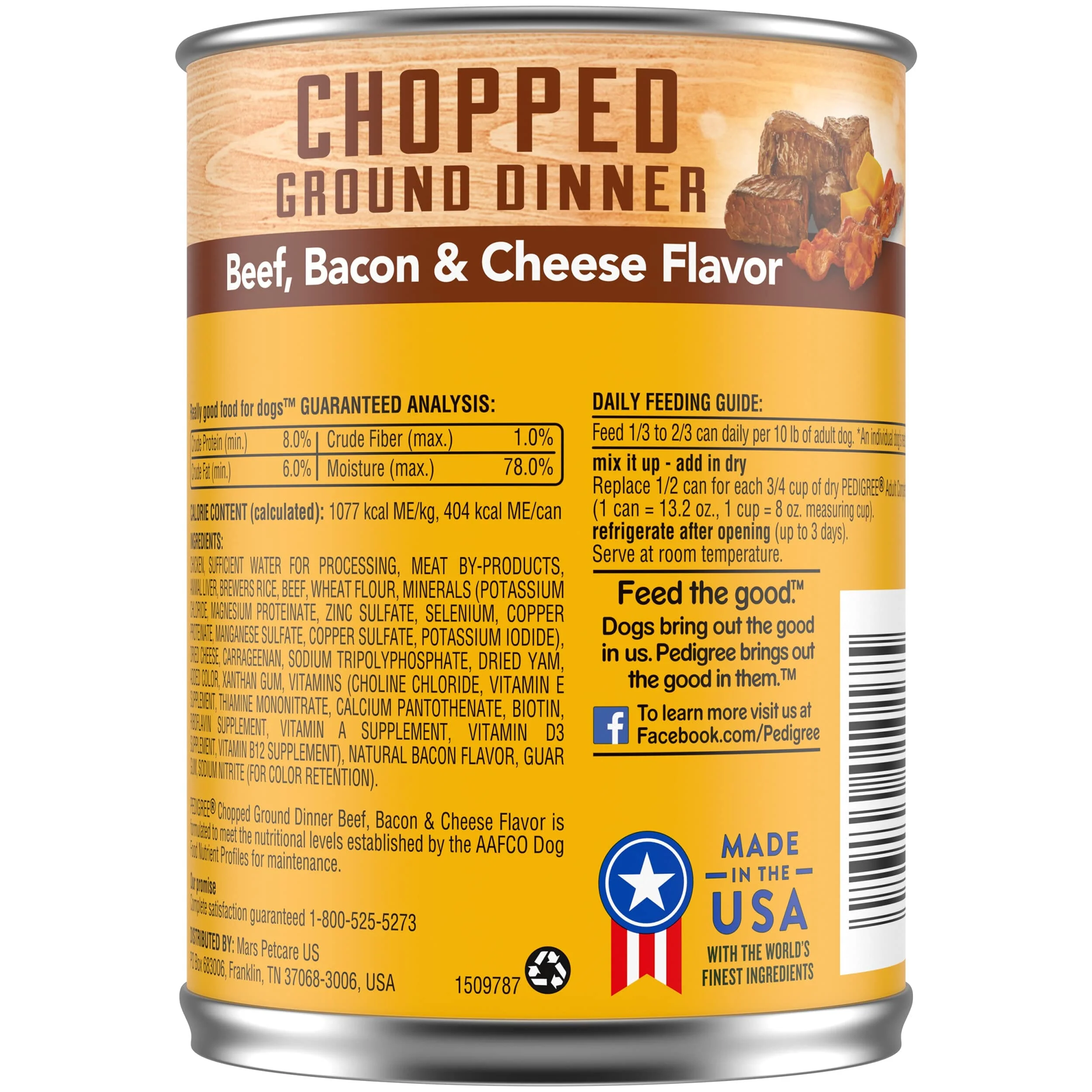 Pedigree Chopped Ground Dinner Beef Bacon and Cheese Canned Dog Food - 13.2 Oz - Case of 12 - Image 3