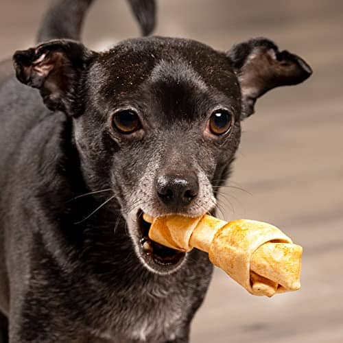 Pet Factory American Beefhide Chicken Flavored Knotted Bones Natural Dog Chews - 4-5 Inch - 4 Pack - Image 2