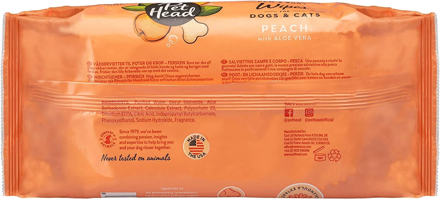 Pet Head Quick Fix 2 In 1 Wipes - Peach - 80 Pack - Image 3