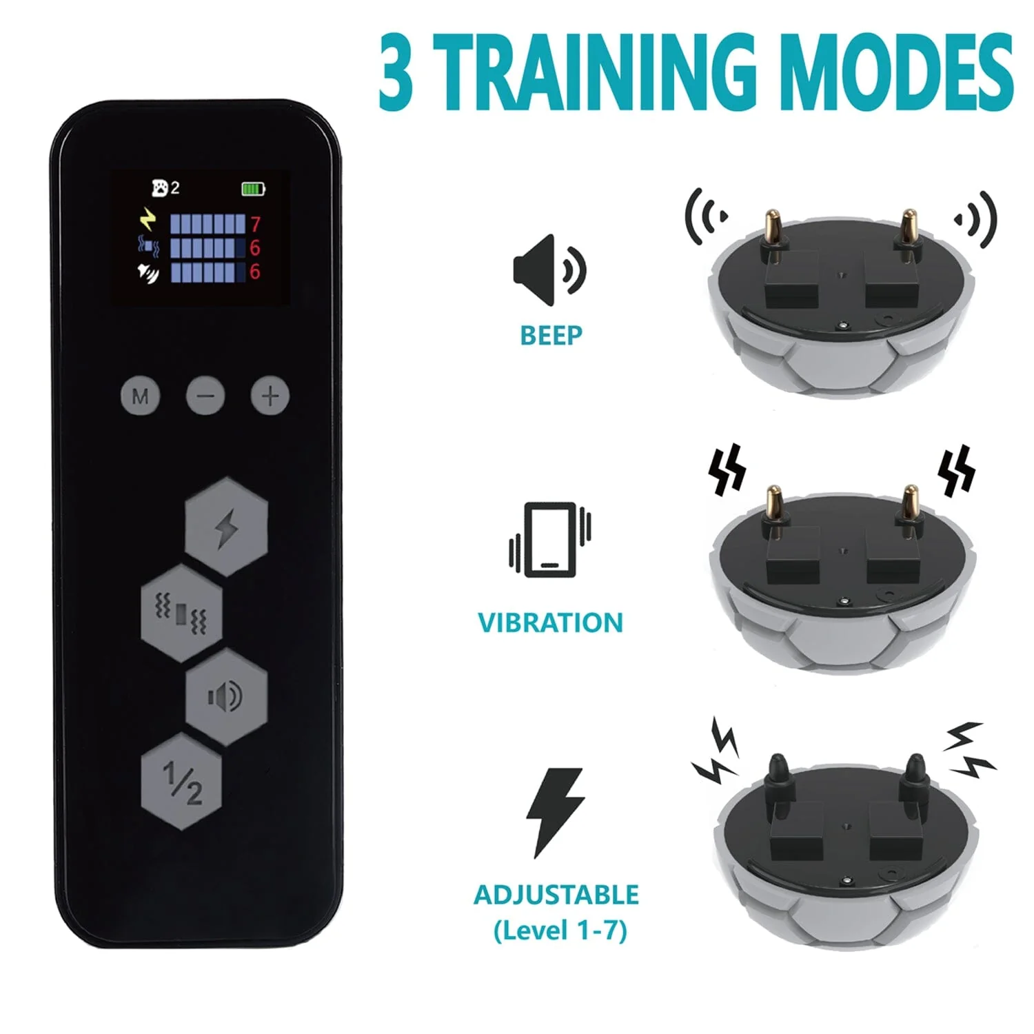 Pet Life ®  Howless LED 1-to-2 Dog 1,200 Foot Range 7-Level Vibration and Sound Training Dog Collar - Black - Image 4