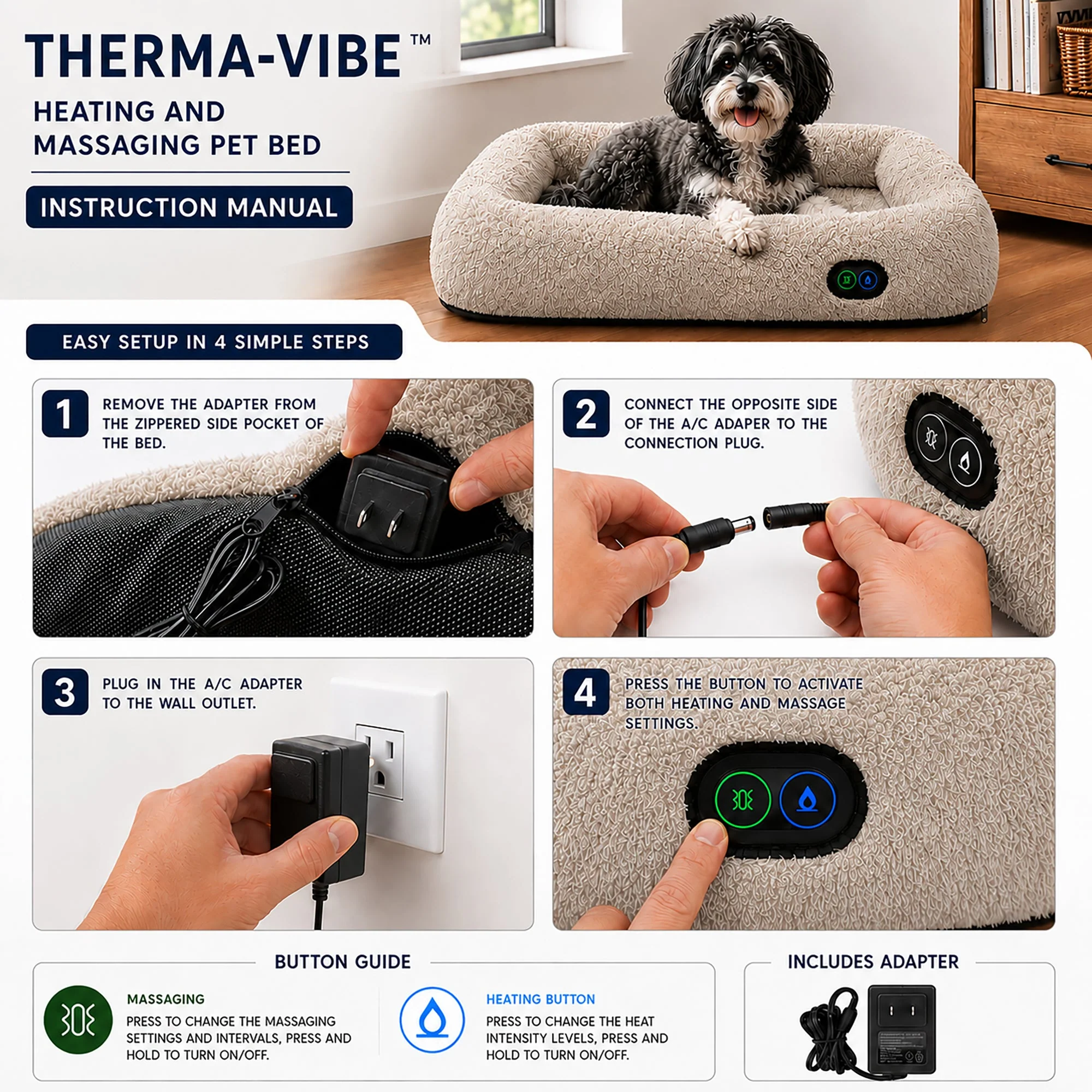 Pet Life ® “Therma-Vibe” Heating and Massaging Smart Pet Bed - Image 31
