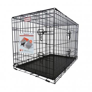 Petcrest Double Door Metal Folding Dog Crate - Black - Image 3