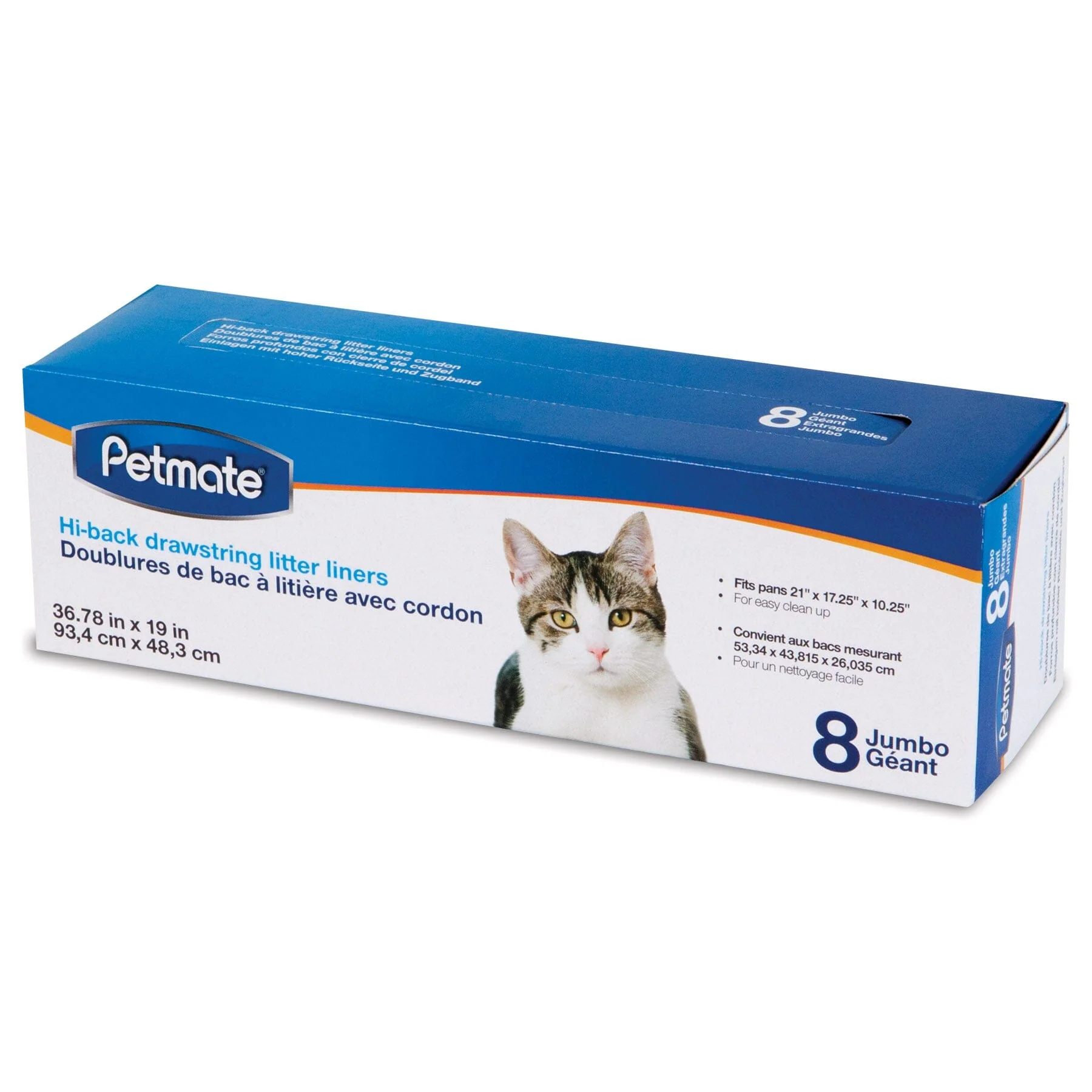 Petmate Hi-Back Drawstring Litter Pan Liners Clear - 8 Count - Jumbo