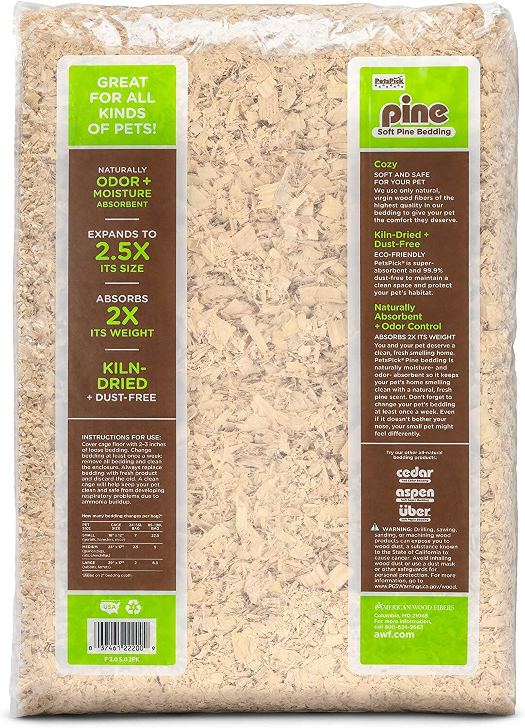 Pet's Pick Kiln Dried Soft Pine Bedding - Pine - 141 L - Image 2