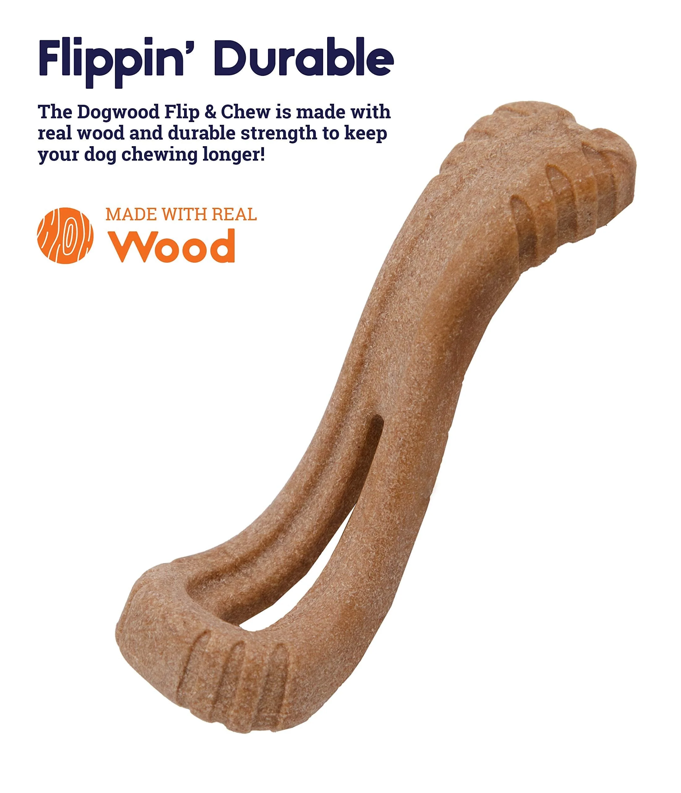 Petstages Dogwood Real Wood Blended Flip N' Chew Bone Floating Fetch Dog Toy - Medium - Image 2