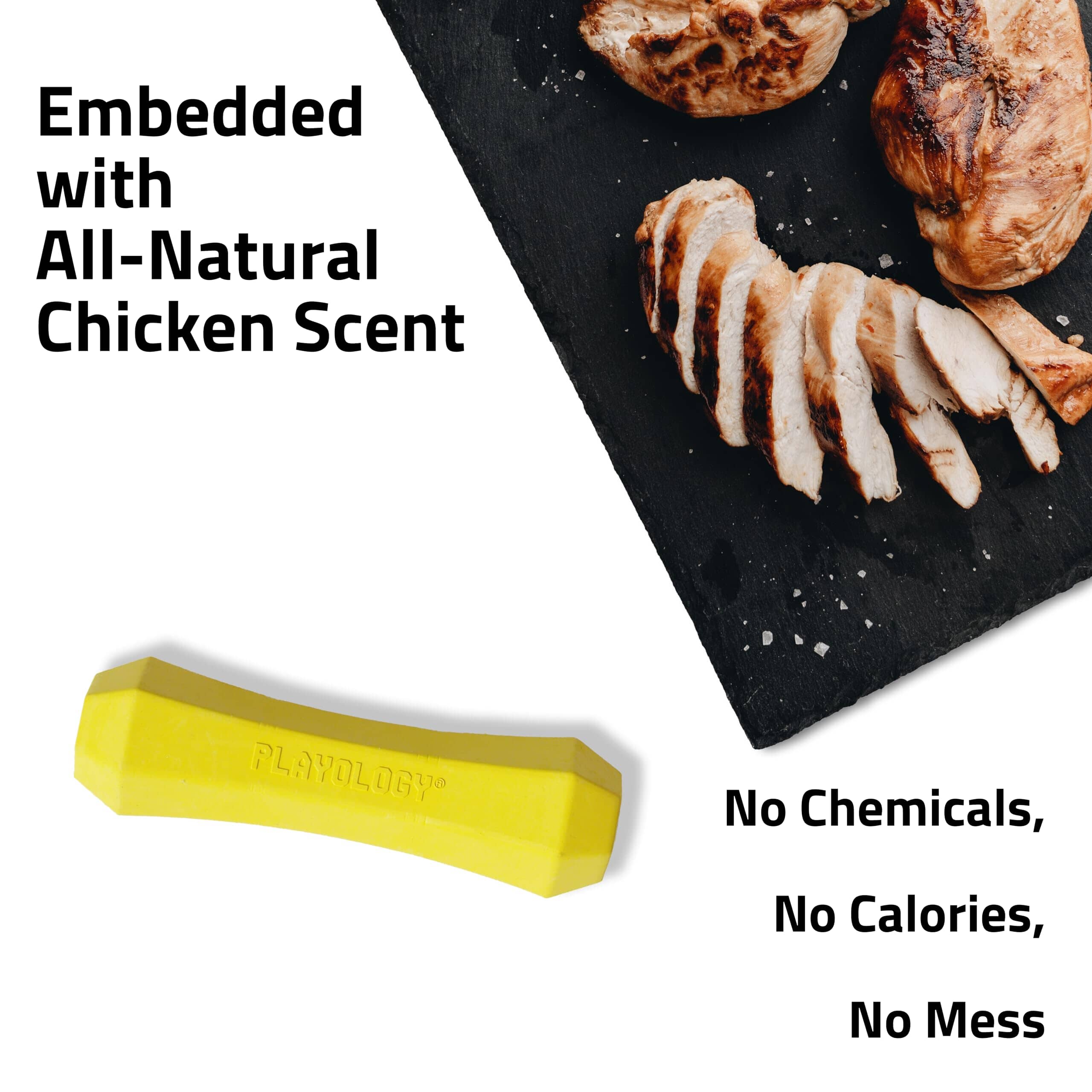 Playology Chicken Scented Squeaky Chew Stick Rubber Dog Toy with Encapsiscent Technology - Medium - Image 3