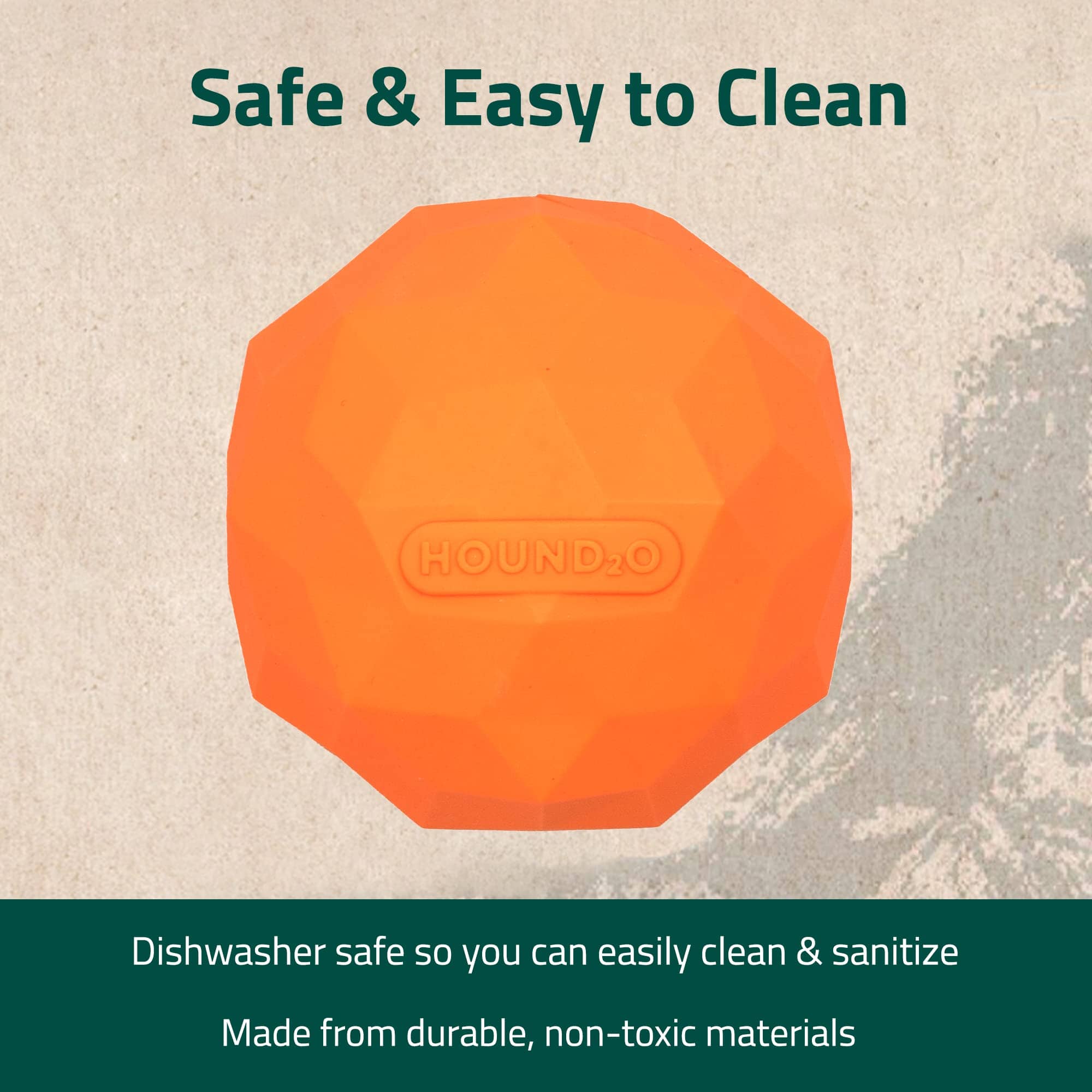 Playology Hound2O Squeaky Fetch Ball Squeak and Floating Rubber Dog Toy - Orange - Image 4