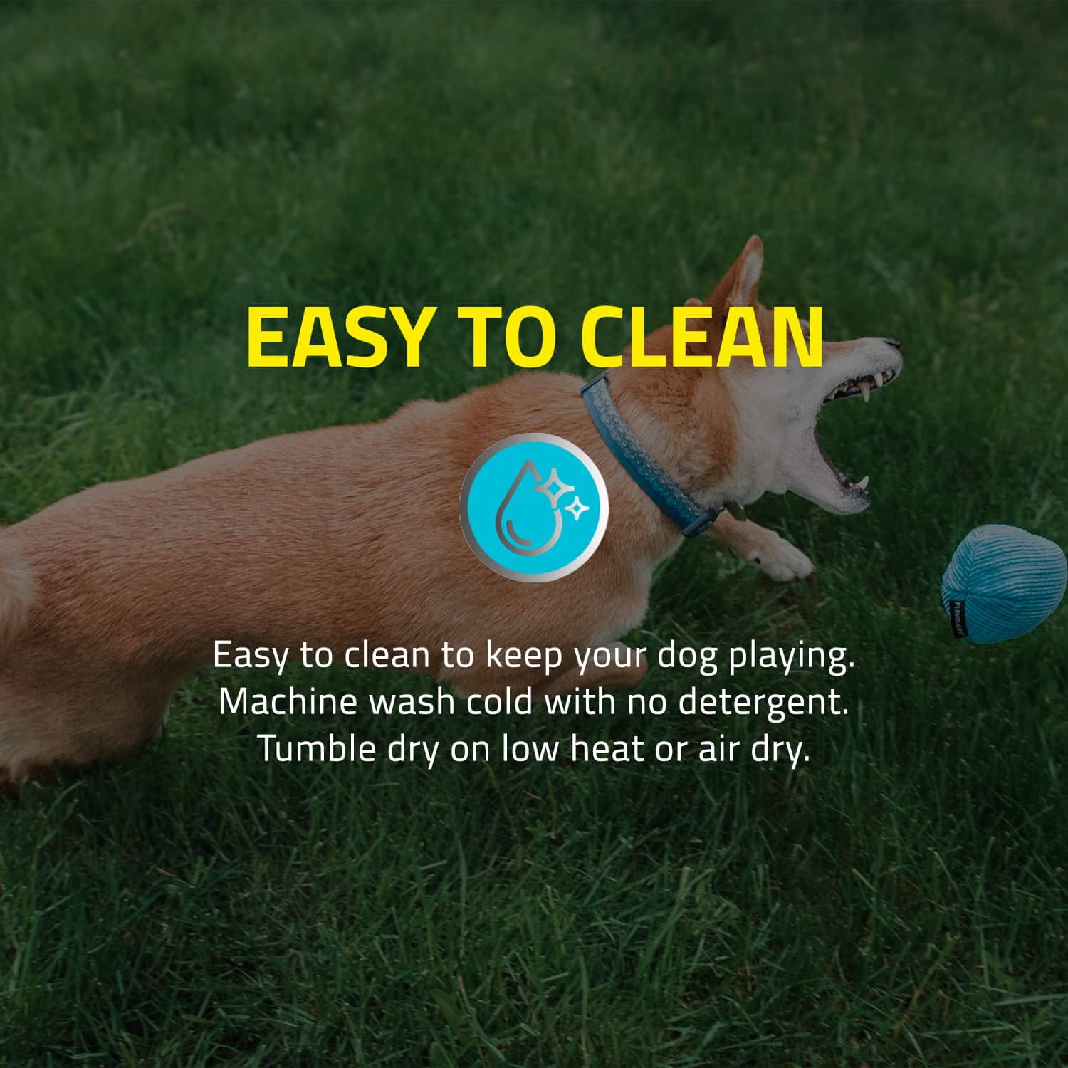 Playology Peanut Butter Scented Squeaky Ball Plush Dog Toy with Encapsiscent Technology - Small - Image 4