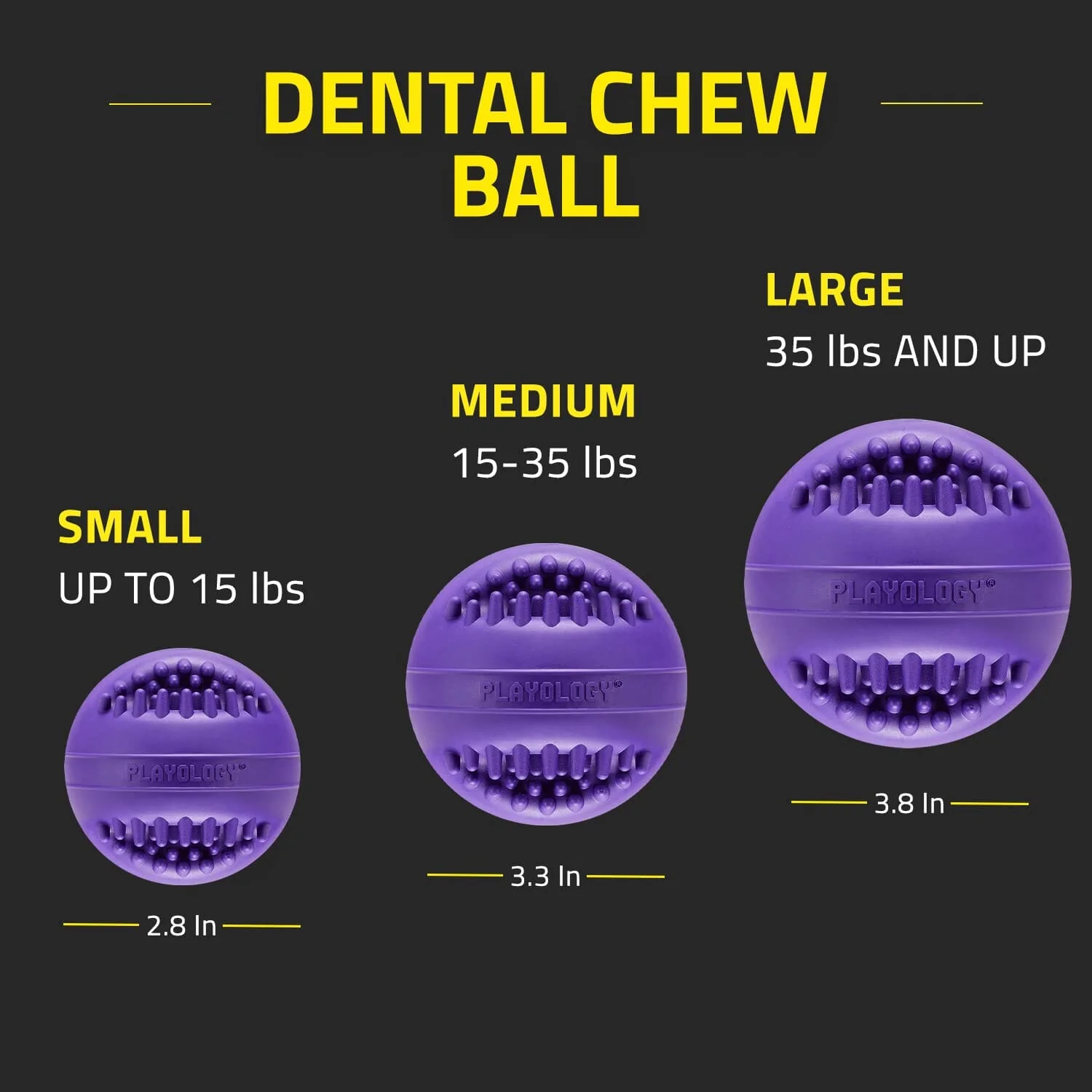 Playology Pork Scented Dental Chew Ball Rubber Dog Toy with Encapsiscent Technology - Large - Image 7