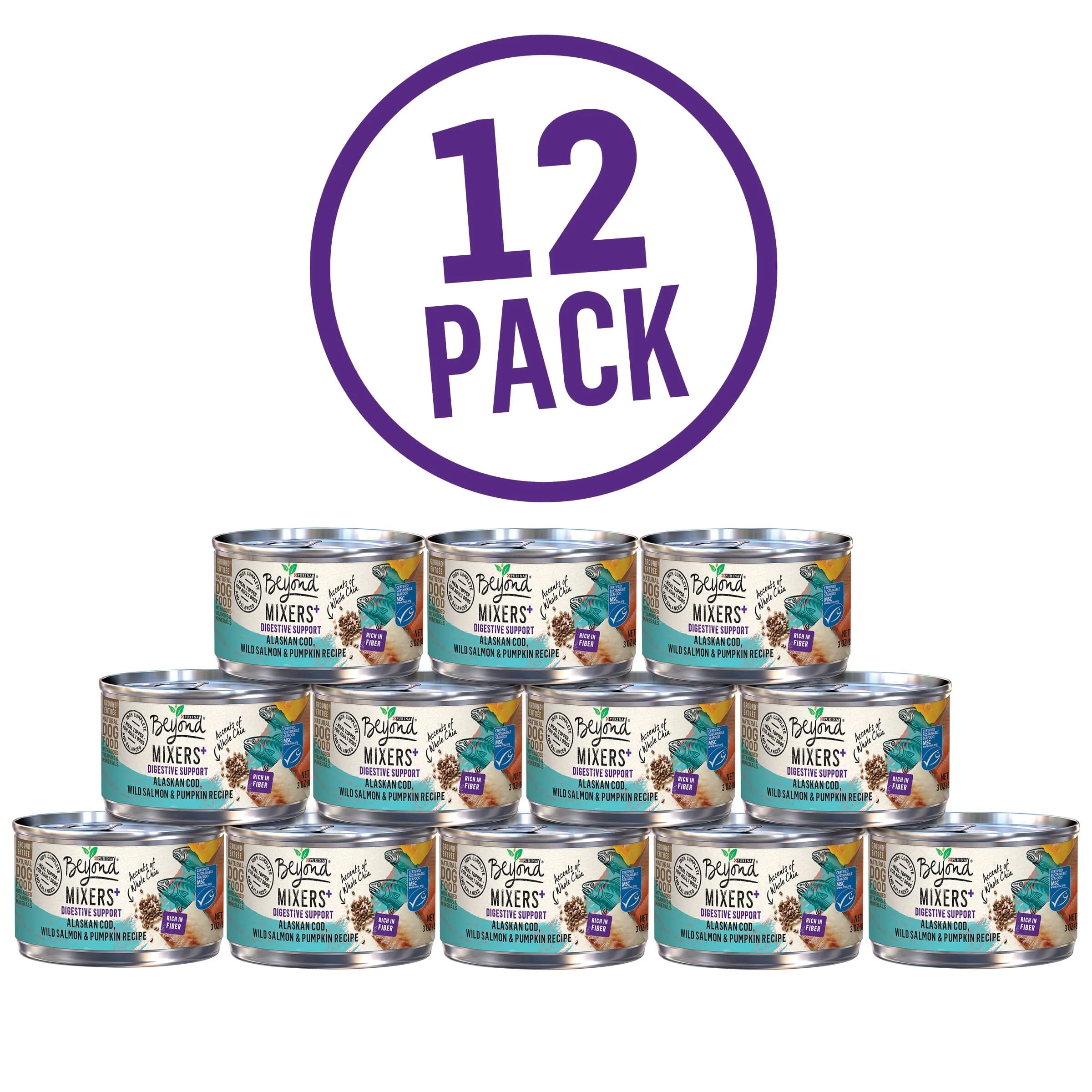 Purina Beyond Mixers+ Digestive Support Cod Salmon and Pumpkin Canned Dog Food and Topper - 3 Oz - Case of 12 - Image 2