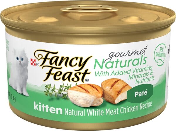 Purina Fancy Feast Gourmet Naturals Chicken Pate with Vitamins and Minerals Kitten Recipe Canned Cat Food - 3 Oz - Case of 12