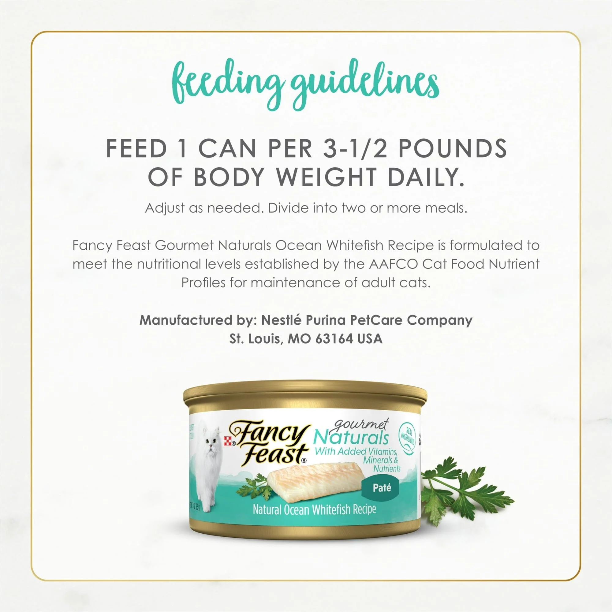 Purina Fancy Feast Gourmet Naturals Whitefish Pate with Vitamins and Minerals Canned Cat Food - 3 Oz - Case of 12 - Image 2