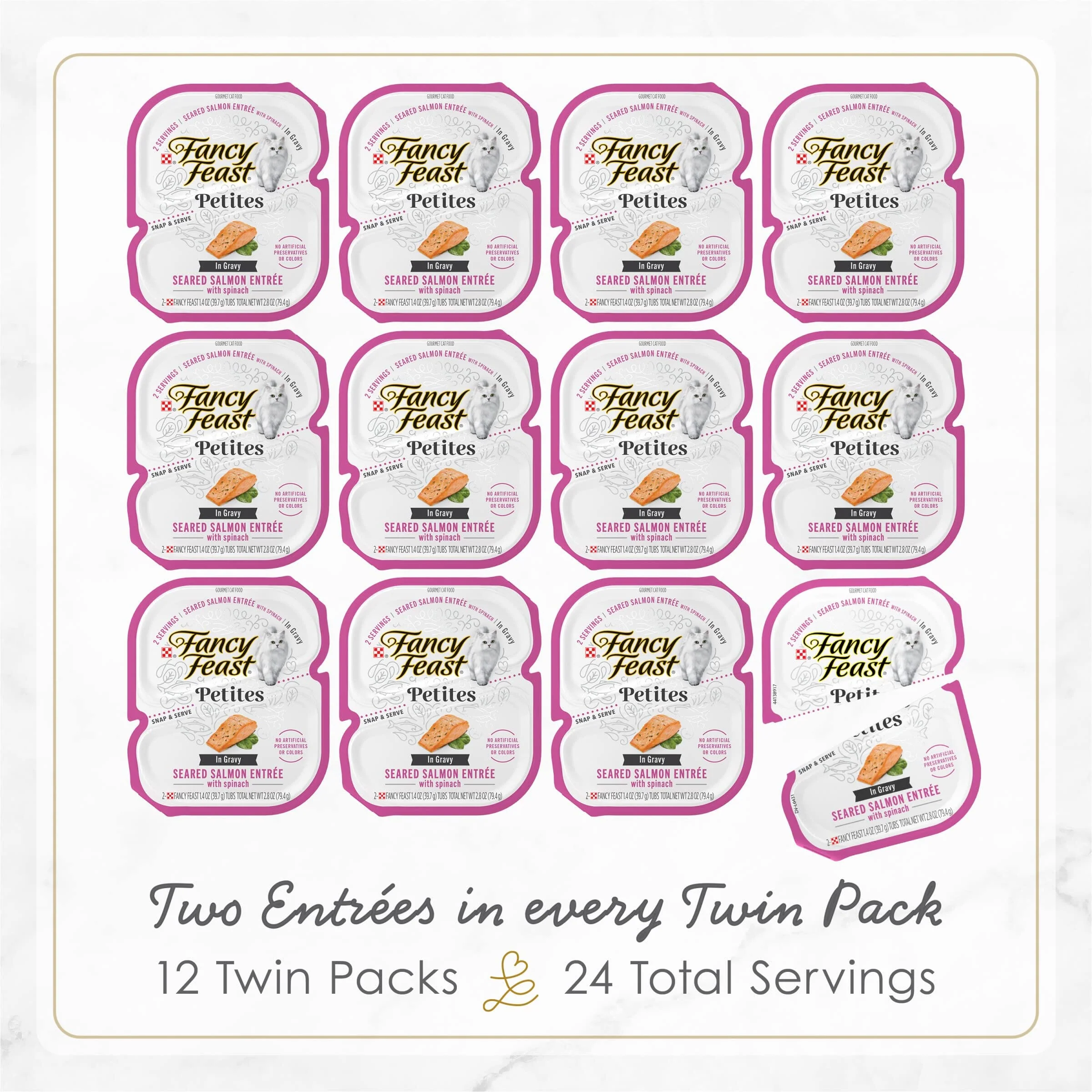 Purina Fancy Feast Petites Grilled Chicken Whitefish and Salmon Entrée in Gravy Wet Cat Food Trays - Variety Pack - 2.8 Oz - 12 Count - Image 4