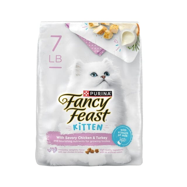 Purina Fancy Feast with Savory Chicken and Turkey Kitten Recipe Dry Cat Food - Case of 4