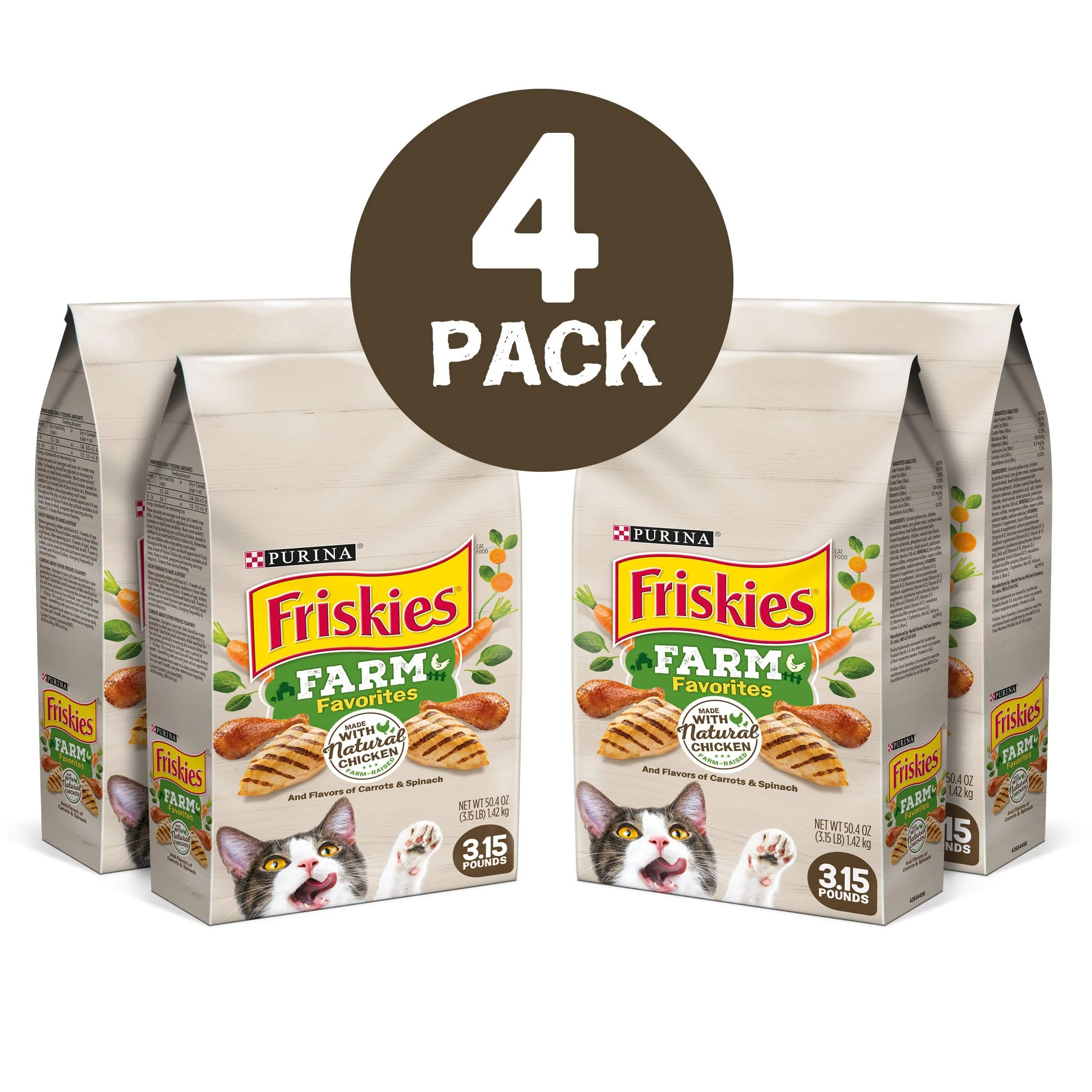 Purina Friskies Farm Favorites Chicken with Carrots and Spinach Dry Cat Food - 3.15 Lbs - Case of 4 - Image 2