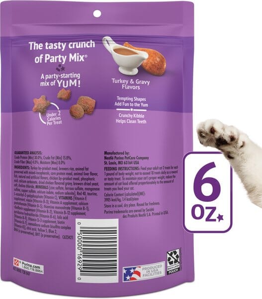 Purina Friskies Party Mix Gravy-licious Crunch Turkey and Gravy Crunchy Cat Treats - 6 Oz - Case of 6 - Image 2