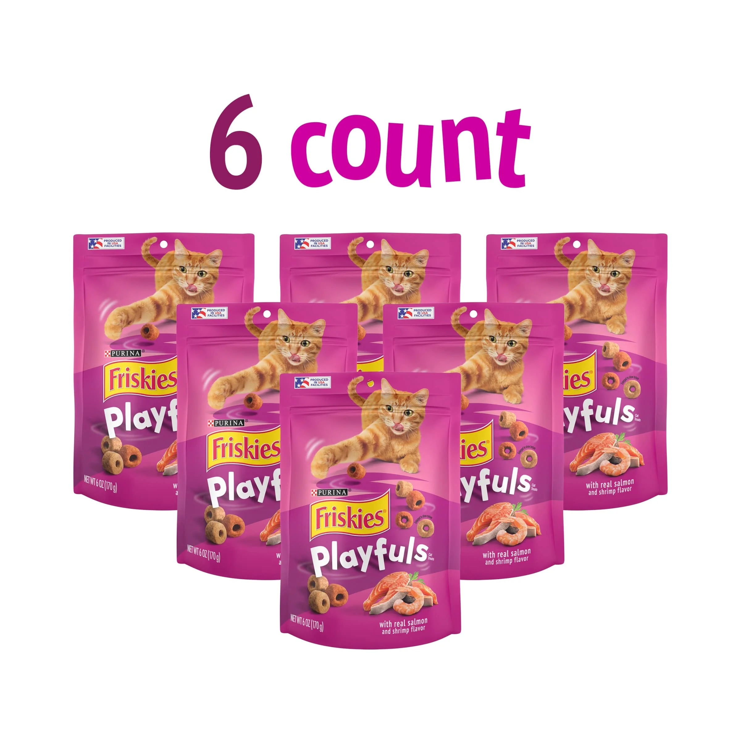 Purina Friskies Playfuls Salmon and Shrimp Crunchy Cat Treats - 6 Oz - Case of 6 - Image 2