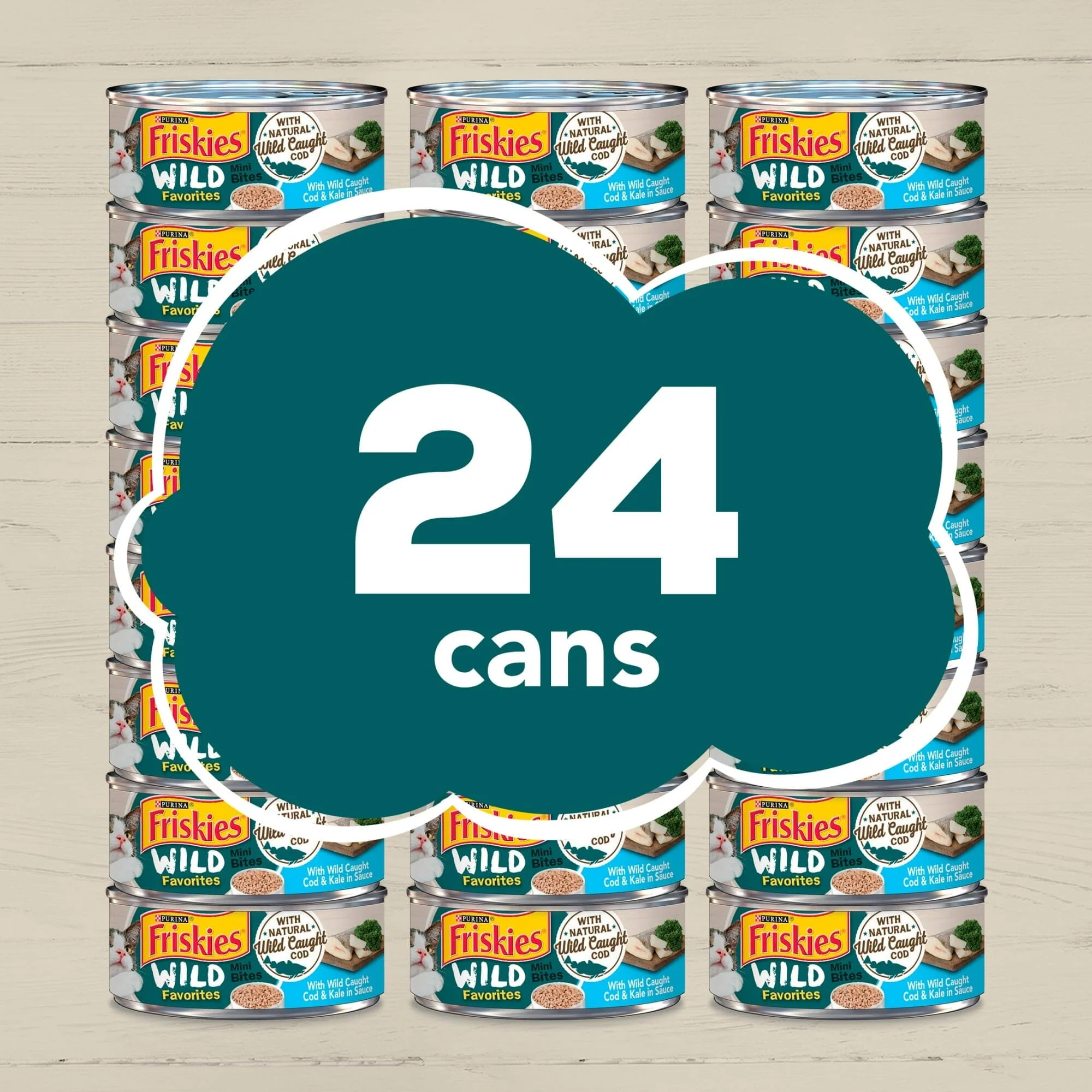 Purina Friskies Wild Favorites Mini Bites Wild-Caught Cod and Kale Canned Cat Food - 5.5 Oz - Case of 24 - Image 2