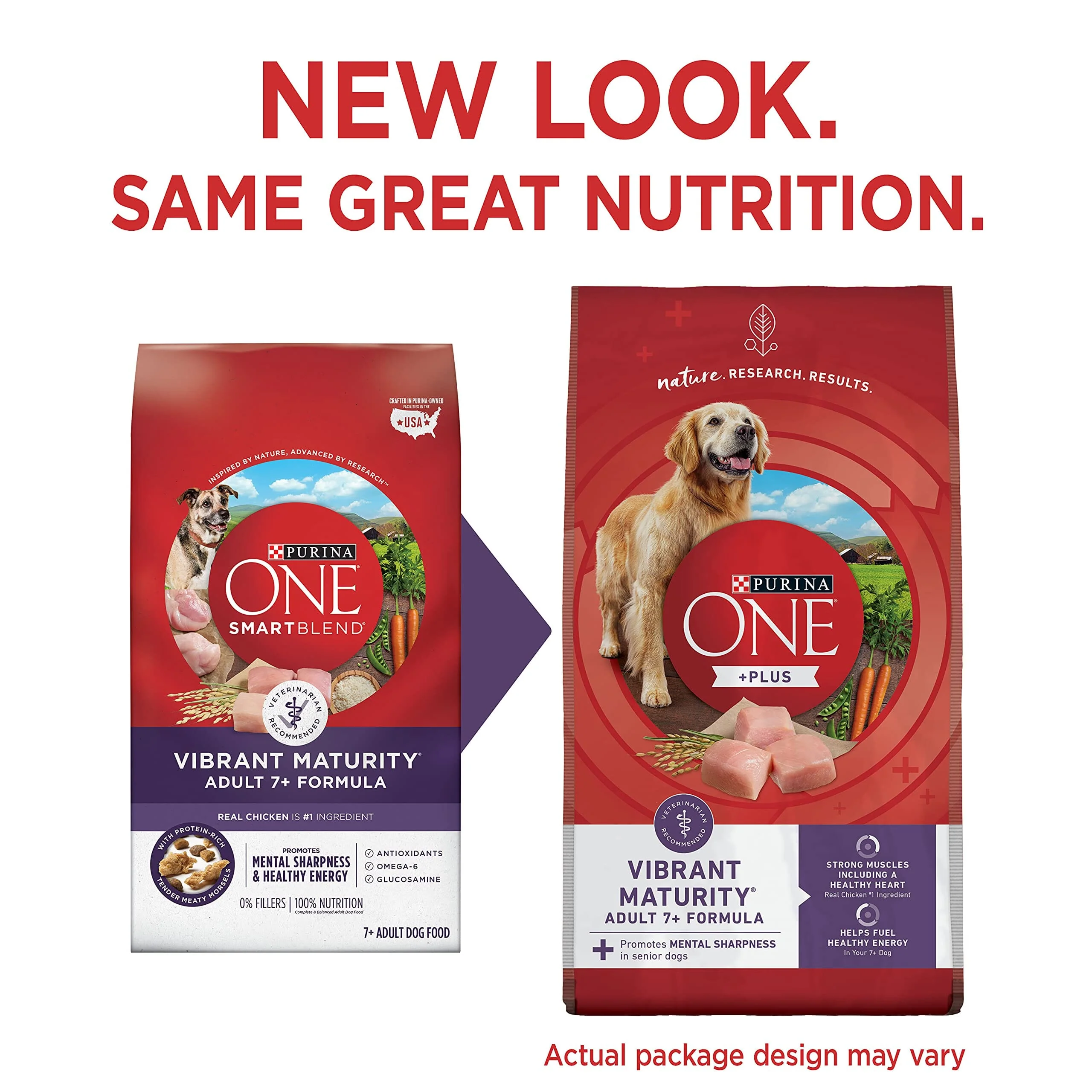 Purina One SmartBlend Vibrant Maturity 7+ Senior Adult Chicken Dry Dog Food - 8 Lbs - Case of 4 - Image 2