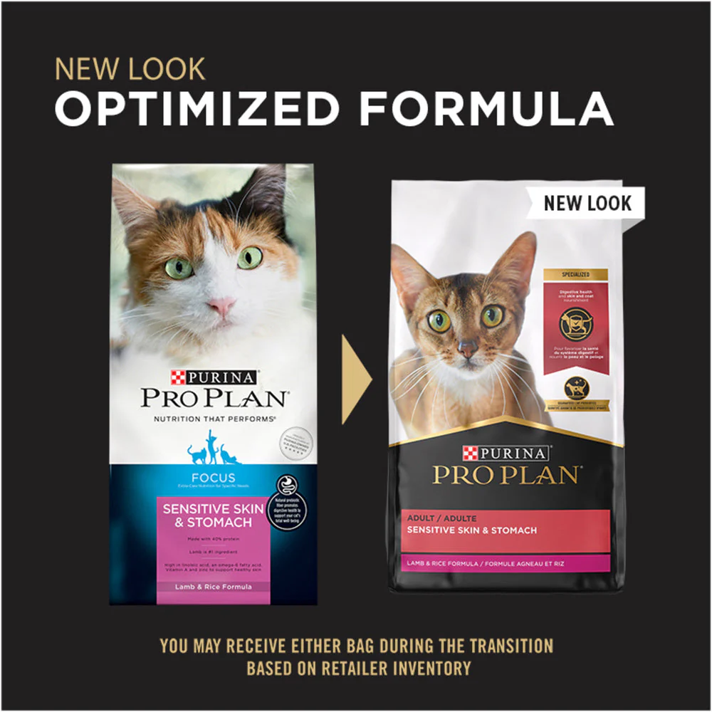 Purina Pro Plan High Protein Sensitive Skin & Stomach Lamb & Rice Formula Dry Cat Food - Image 9