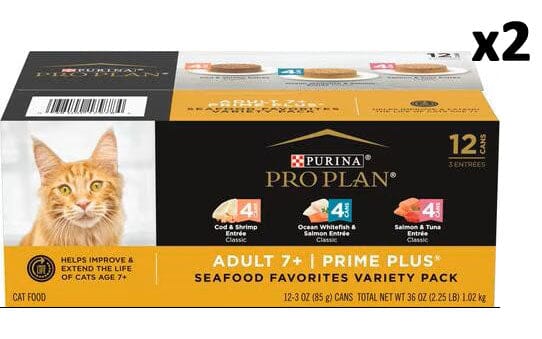 Purina Pro Plan Prime Plus Grain-Free Seafood Favorites 7+ Senior Adult Canned Cat Food - Variety Pack - 3 Oz - Case of 12 - 2 Pack - Image 2