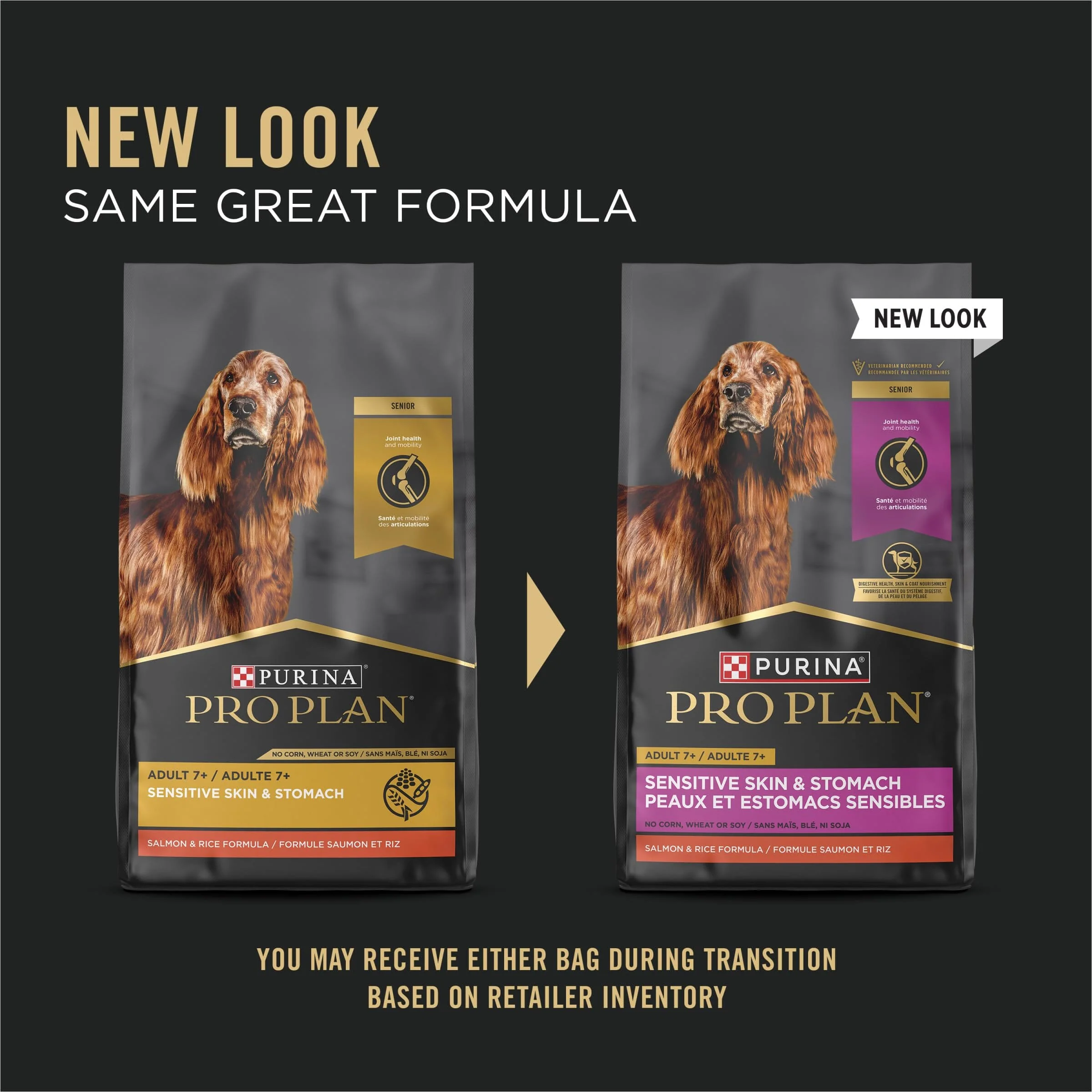 Purina Pro Plan Sensitive Skin and Stomach Salmon and Rice 7+ Senior Adult Dry Dog Food - 4 Lbs - Case of 6 - Image 2