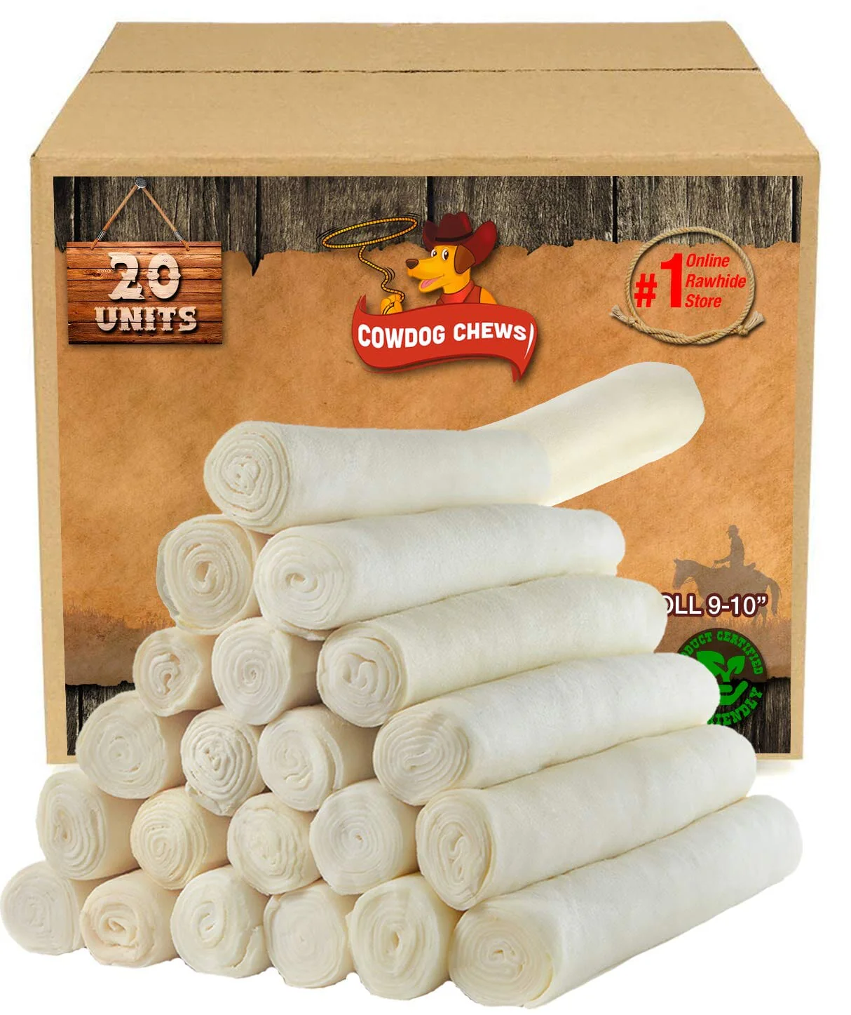 Rawhide Express Rolls Natural Dog Chews - 10" Inches - 2 Pack