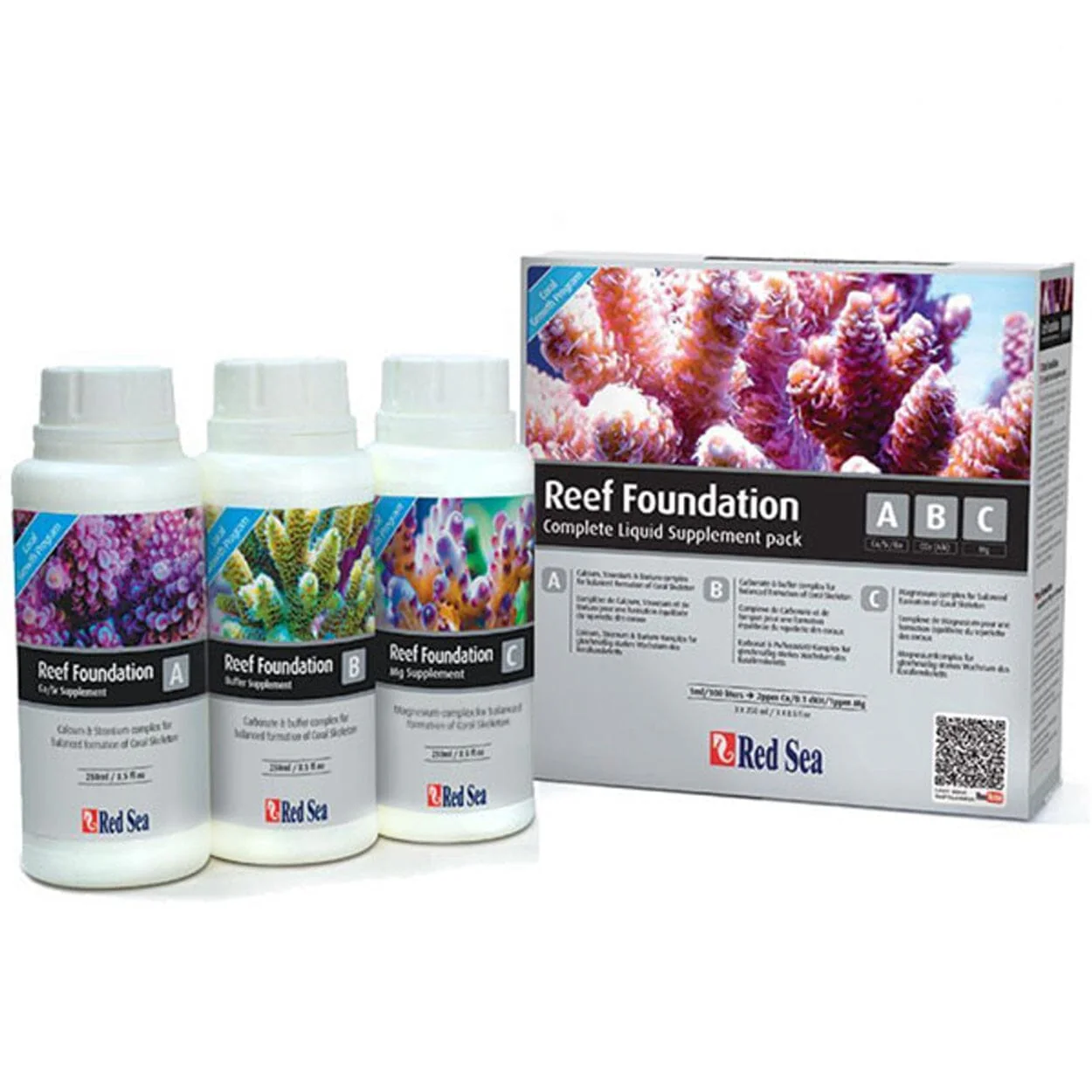 Red Sea Reef Foundation Complete Coral Growth Liquid Marine Aquarium Supplement 3-Part Kit - 250ML