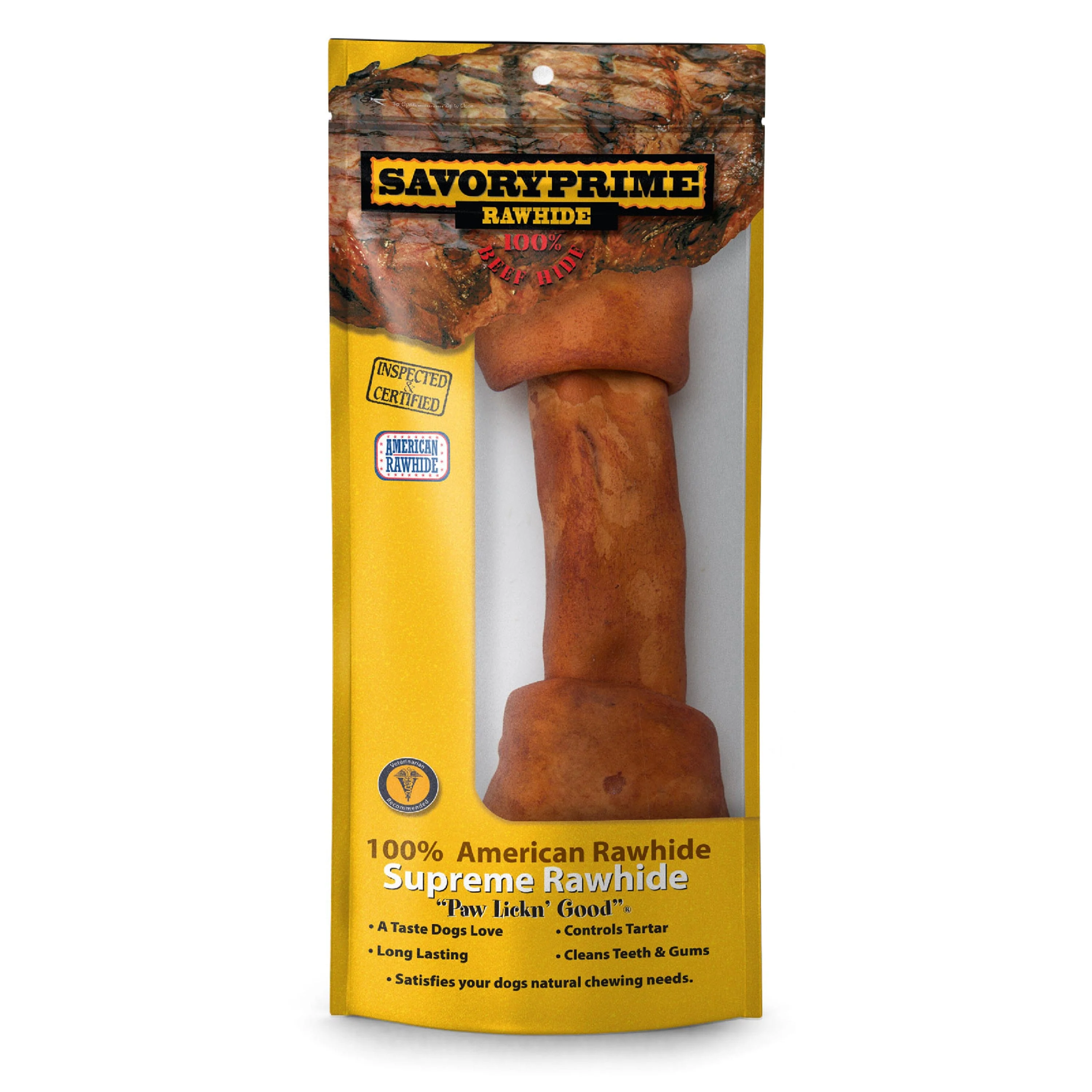 Savory Prime Supreme Knotted Rawhide Bones Bagged Beef - 10 in