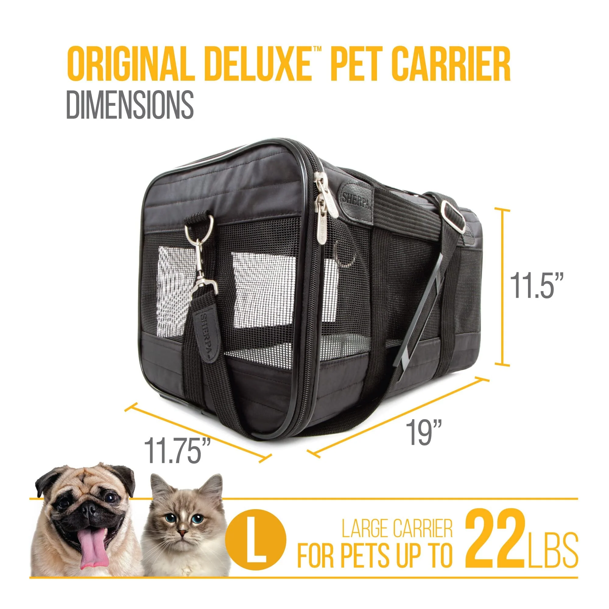 Sherpa Original Deluxe Airline Approved Travel Pet Carrier - Black - Large - Image 3