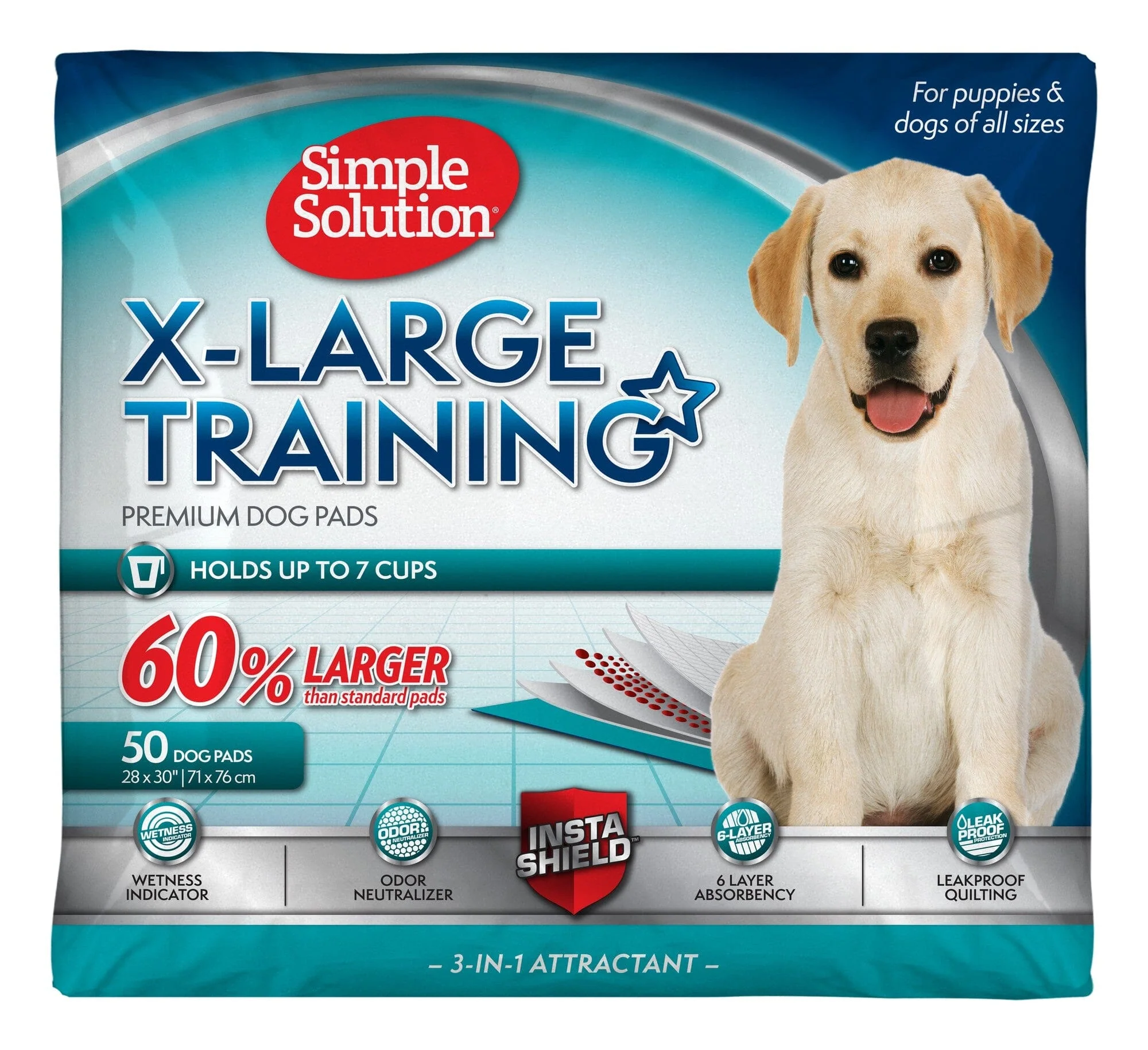 Simple Solution Original Leak-Proof Odor-Control Absorbant Training Pads - Extra Large - 50 Pack - L:28 X W:30 Inches