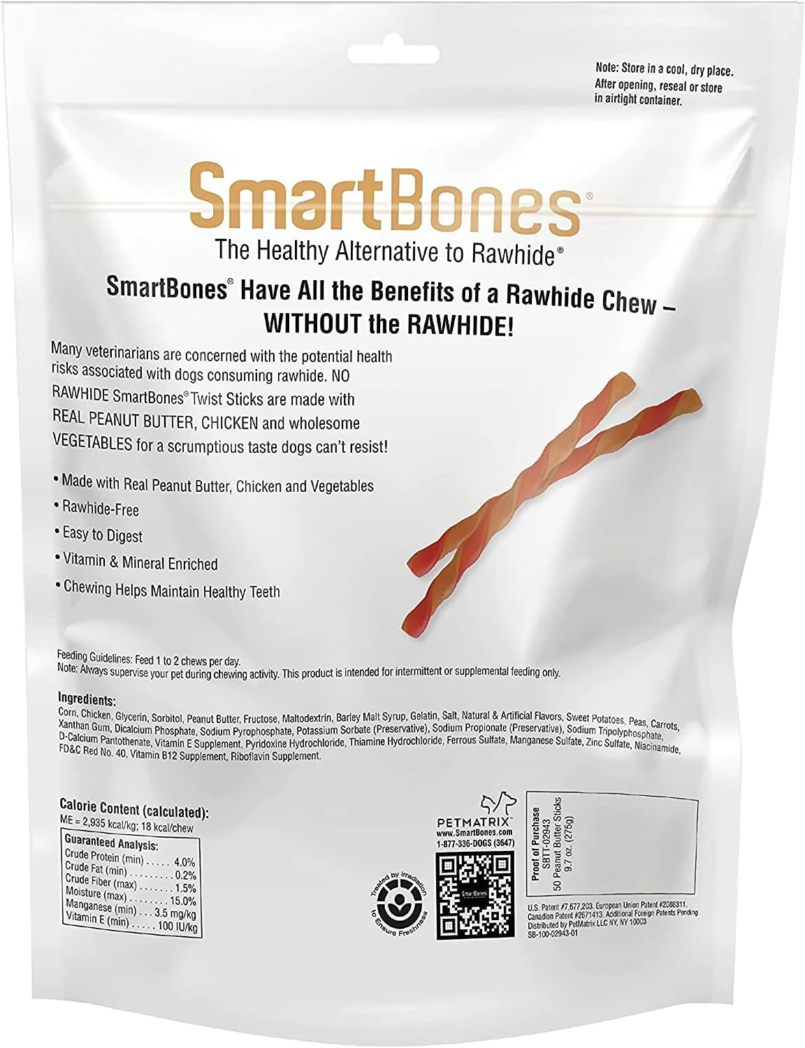 Smartbones Smart Twist Sticks Dog Dental and Hard Chews - Peanut Butter - 50 Pack - Image 3