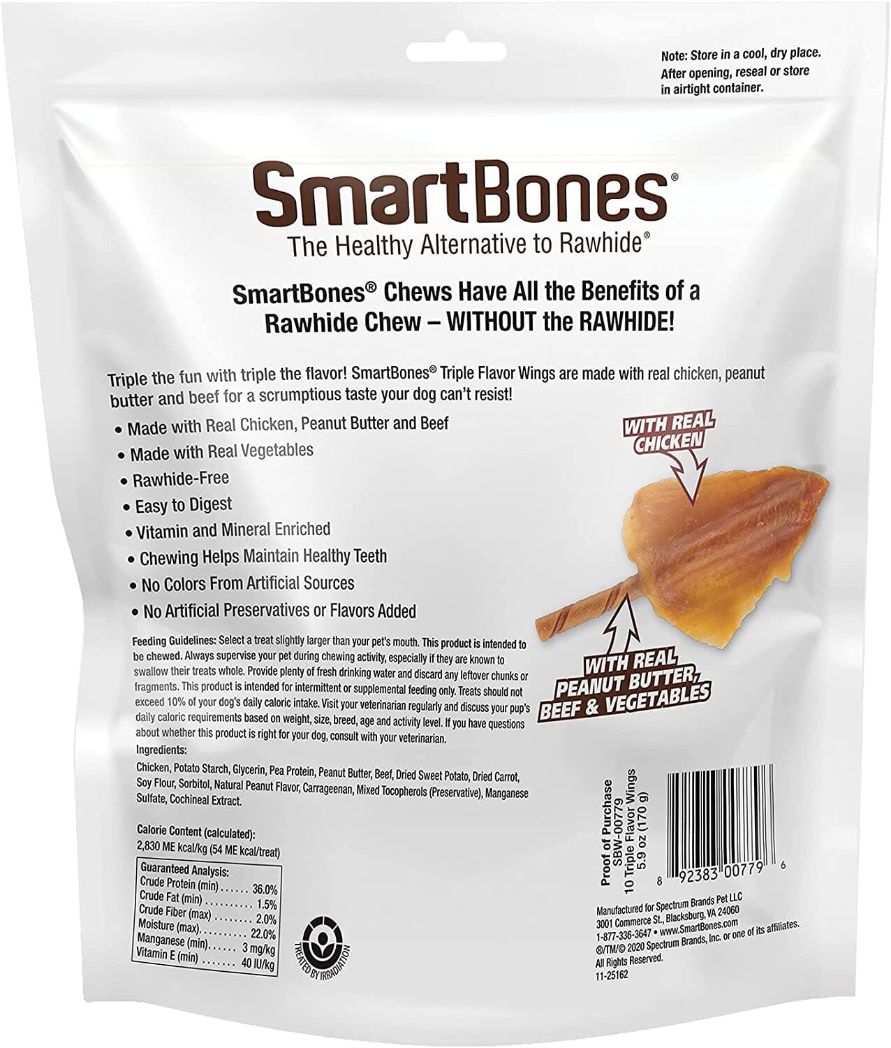 Smartbones Wings Triple Flavor Dog Dental and Hard Chews - Peanut Butter - 10 Count - Image 2