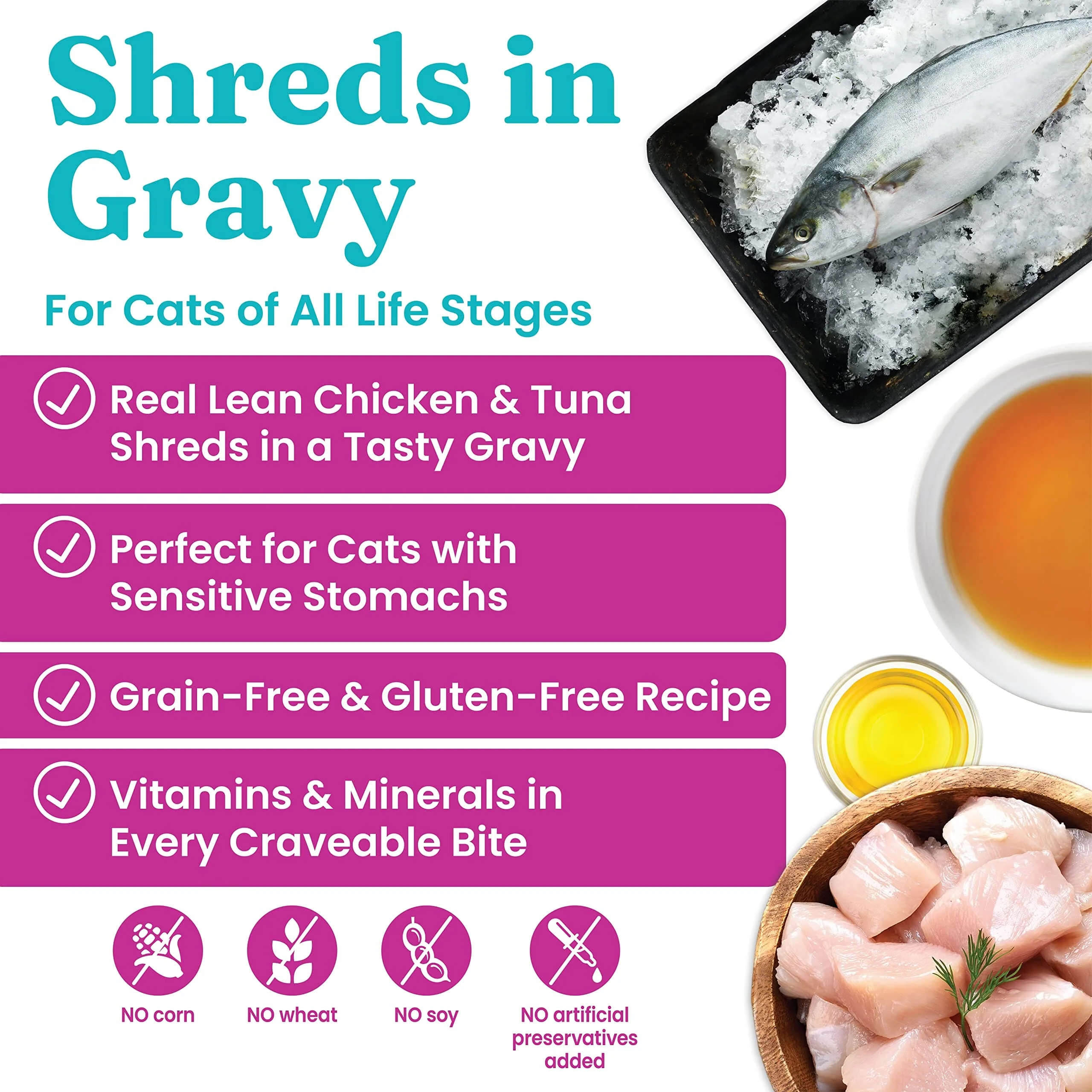 Solid Gold Nature's Harmony Grain-Free Chicken and Tuna in Gravy Canned Cat Food - 3 Oz - Case of 24 - Image 2